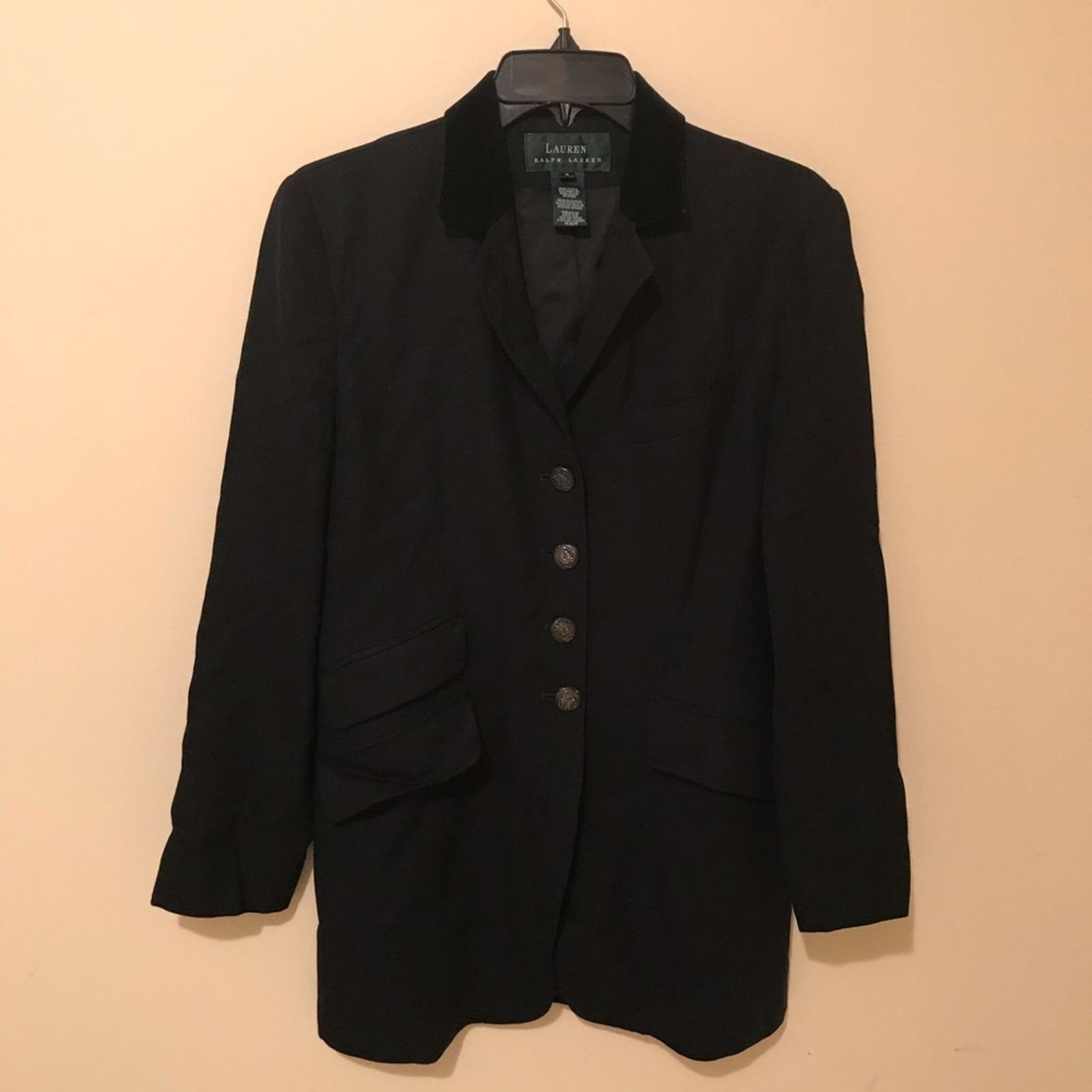 Image of Lauren Ralph Lauren Ralph Laurent Black Velvet Equestrian Horse Riding Jacket, Women's (Size Medium