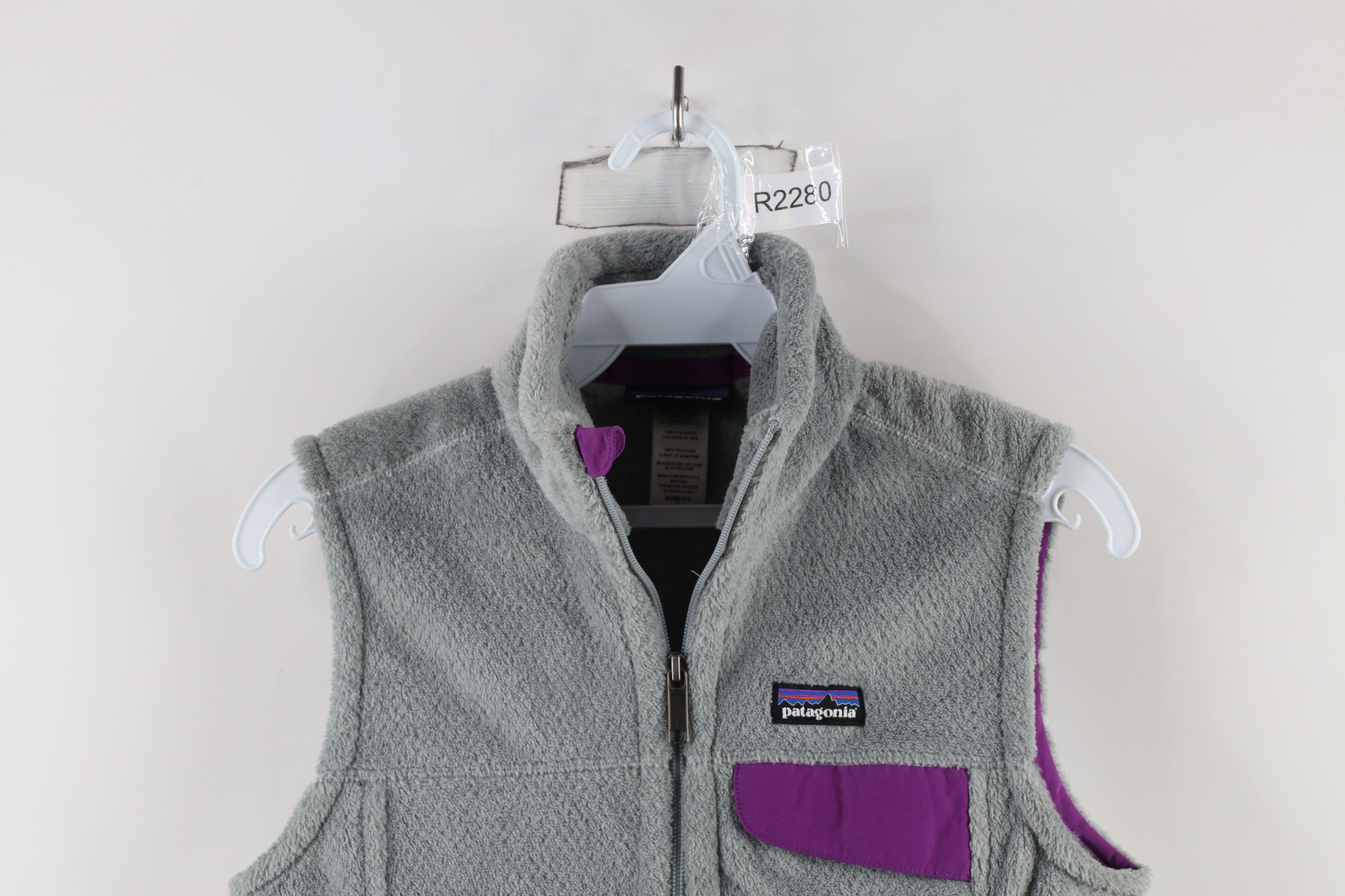 Patagonia × Vintage Patagonia Box Logo Re Tool Fleece Vest Jacket Gray Purple Size S / US 4 / IT 40 - 2 Thumbnail