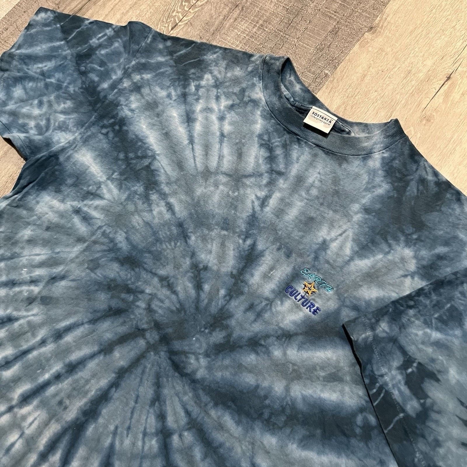 Vintage VTG 90s Earth Culture Blue Tie Dye T Shirt Sostanza Peace Size US L / EU 52-54 / 3 - 3 Thumbnail