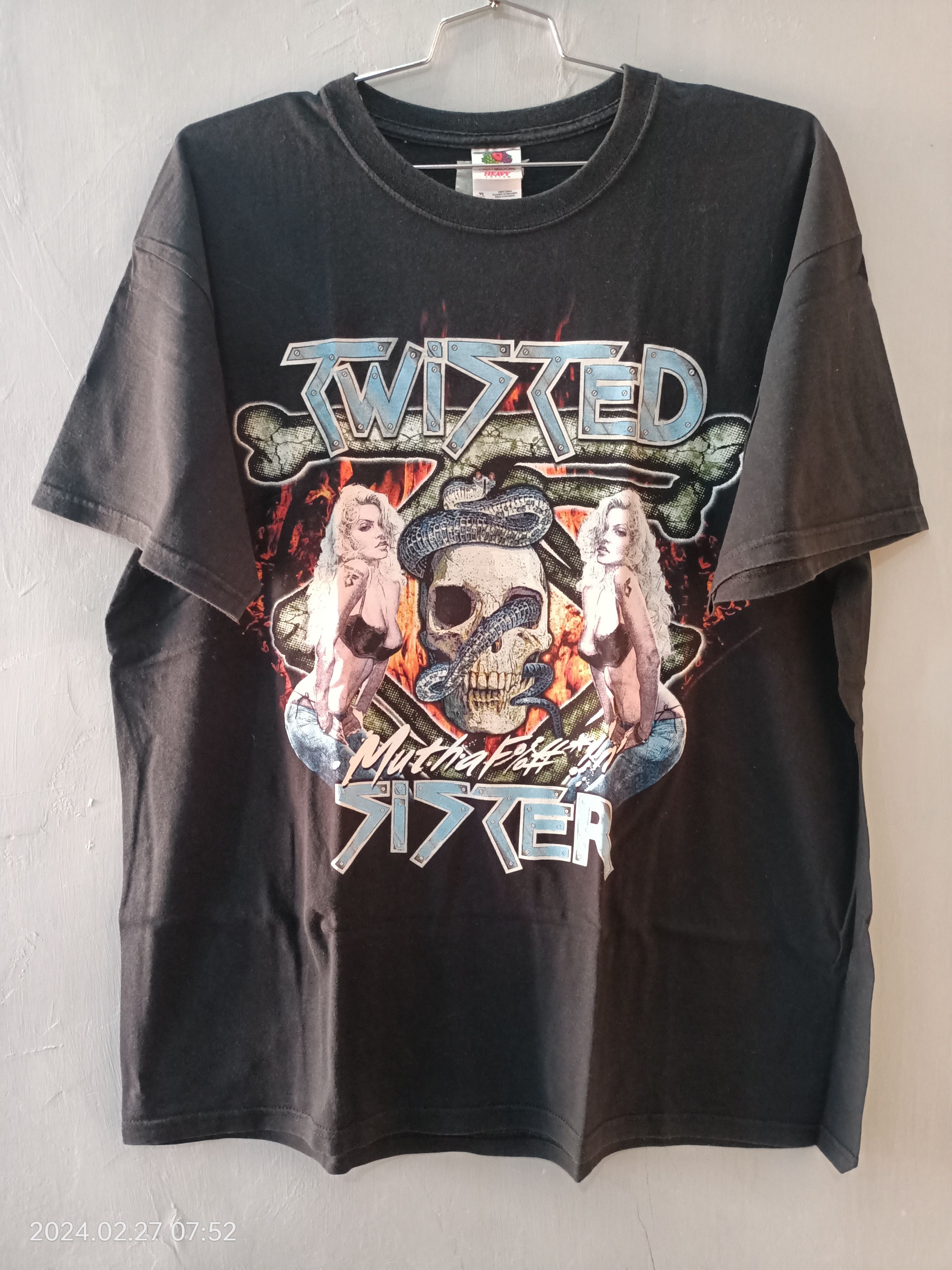 image of Band Tees x Rock T Shirt Vintage 2000S Twisted Sisters Heavy Metal Band Tee Fotl in Black (Size XL)