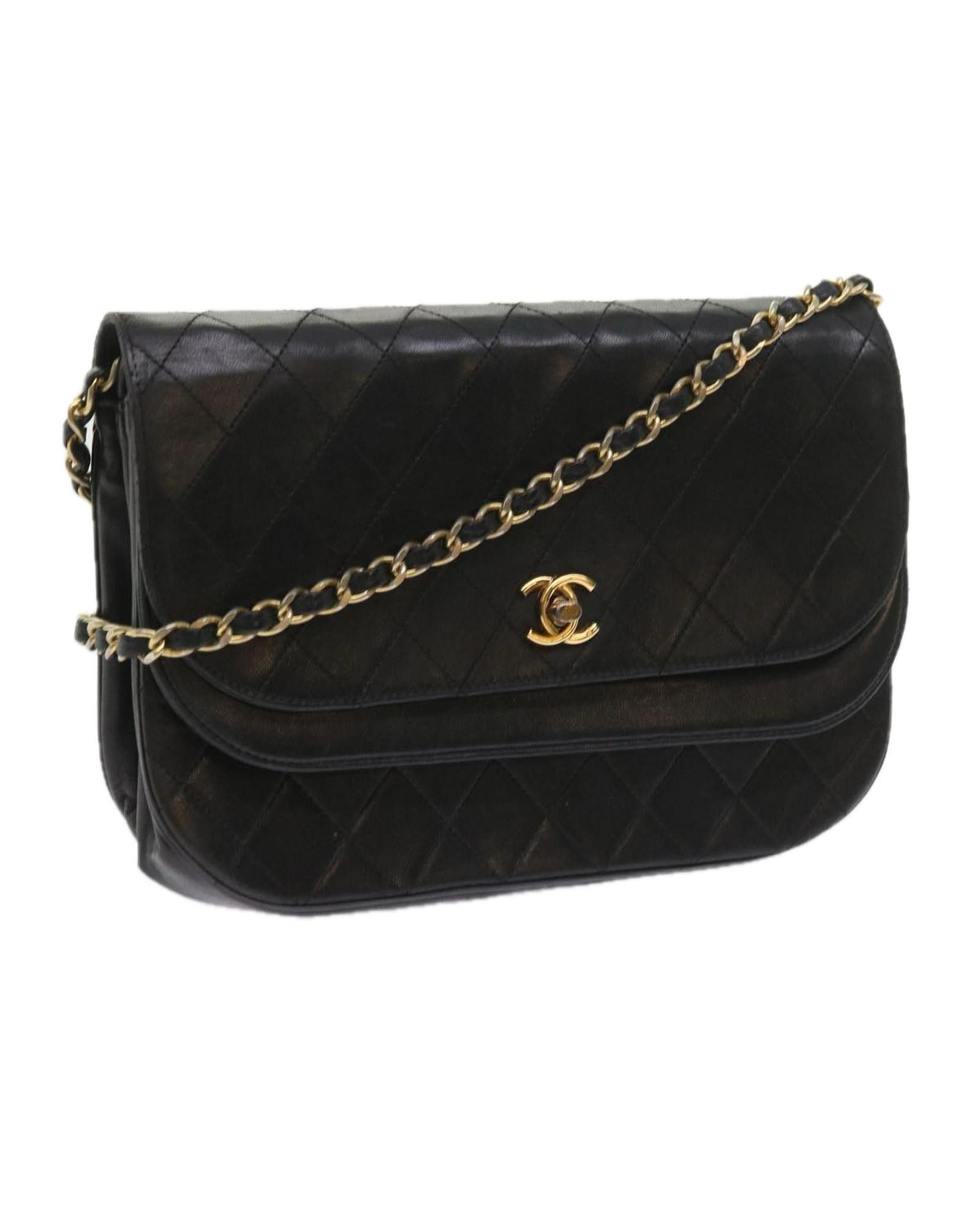image of Chanel Black Lamb Skin Chain Shoulder Bag, Women's