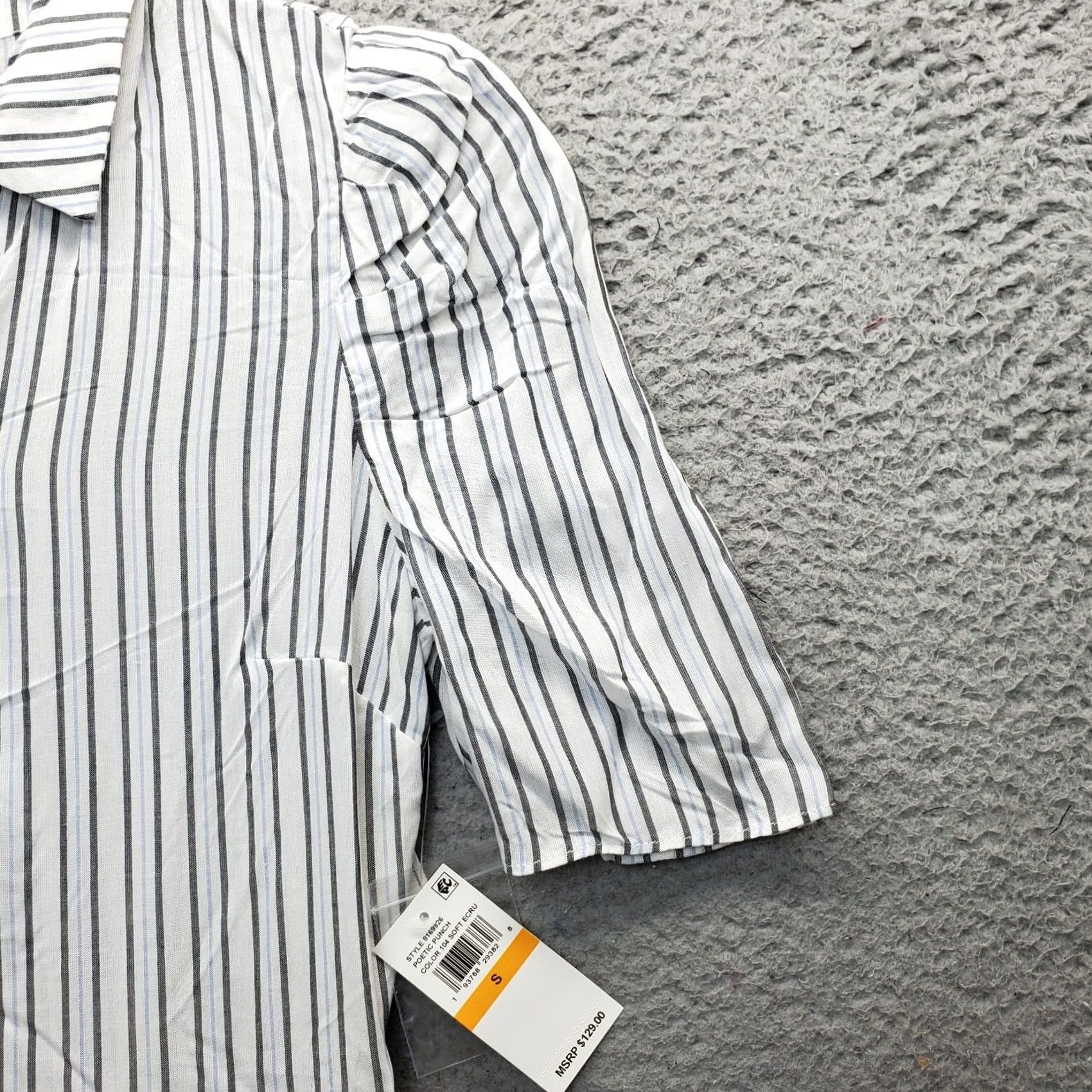 Vintage 1.STATE Shirt Dress Womens S Multi Striped Puff Sleeve Asymmetrical Hem Side Zip Size S / US 4 / IT 40 - 5 Thumbnail