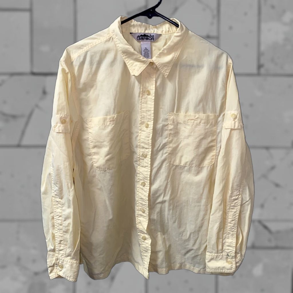 Vintage Campmor Womens Button Up Shirt XL Long Sleeve Yellow Nylon Regular Casual Campmor Women Button-Up Shirt Size XL / US 12-14 / IT 48-50 - 1 Thumbnail