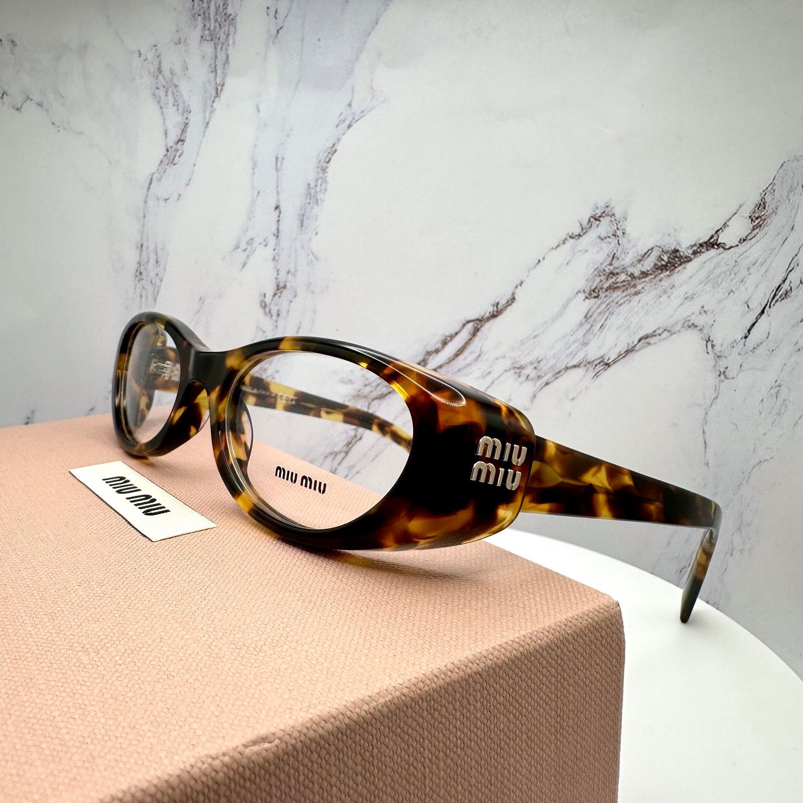 Miu Miu New MIU MIU Eyeglasses Brown Oval 53 Honey Havnana Rx-able Size ONE SIZE - 10 Thumbnail