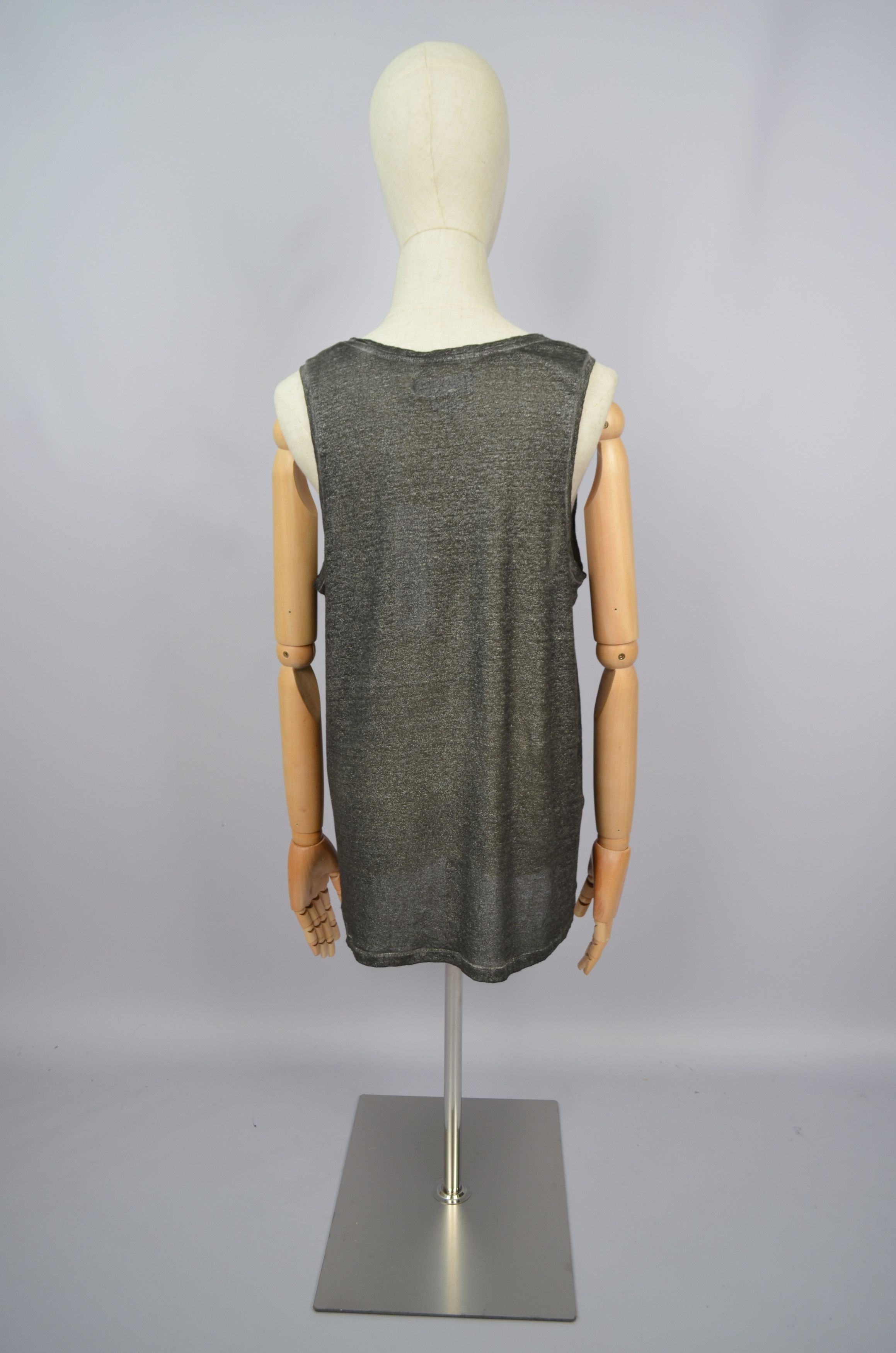 Designer Not Shy 100% Linen Grey Tank Top T Shirt Sleeveless NWT Size M / US 6-8 / IT 42-44 - 6 Thumbnail
