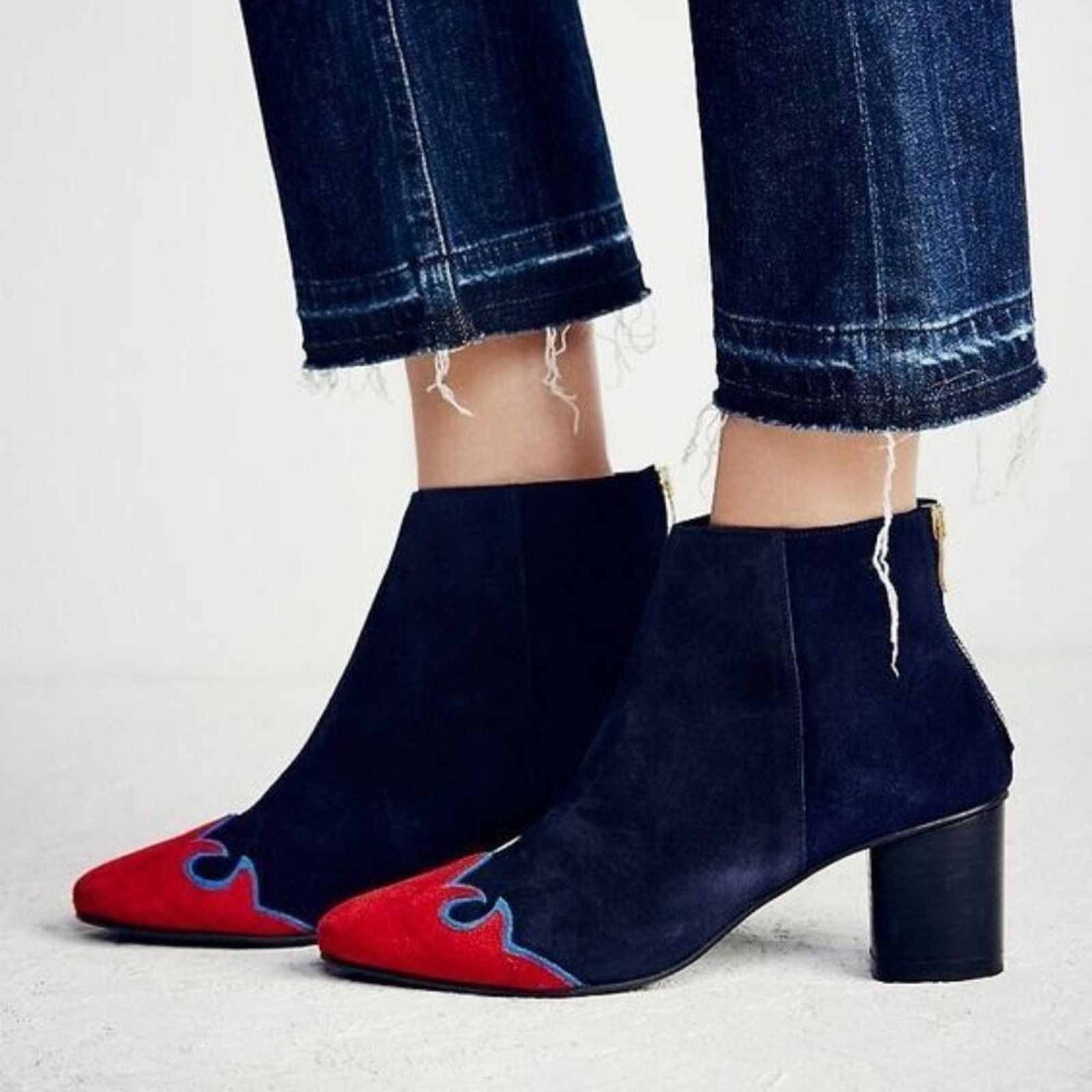Free People Free People Adelle Ankle Boot Blue And Red Size 7.5 Size US 7.5 / IT 37.5 - 1 Thumbnail