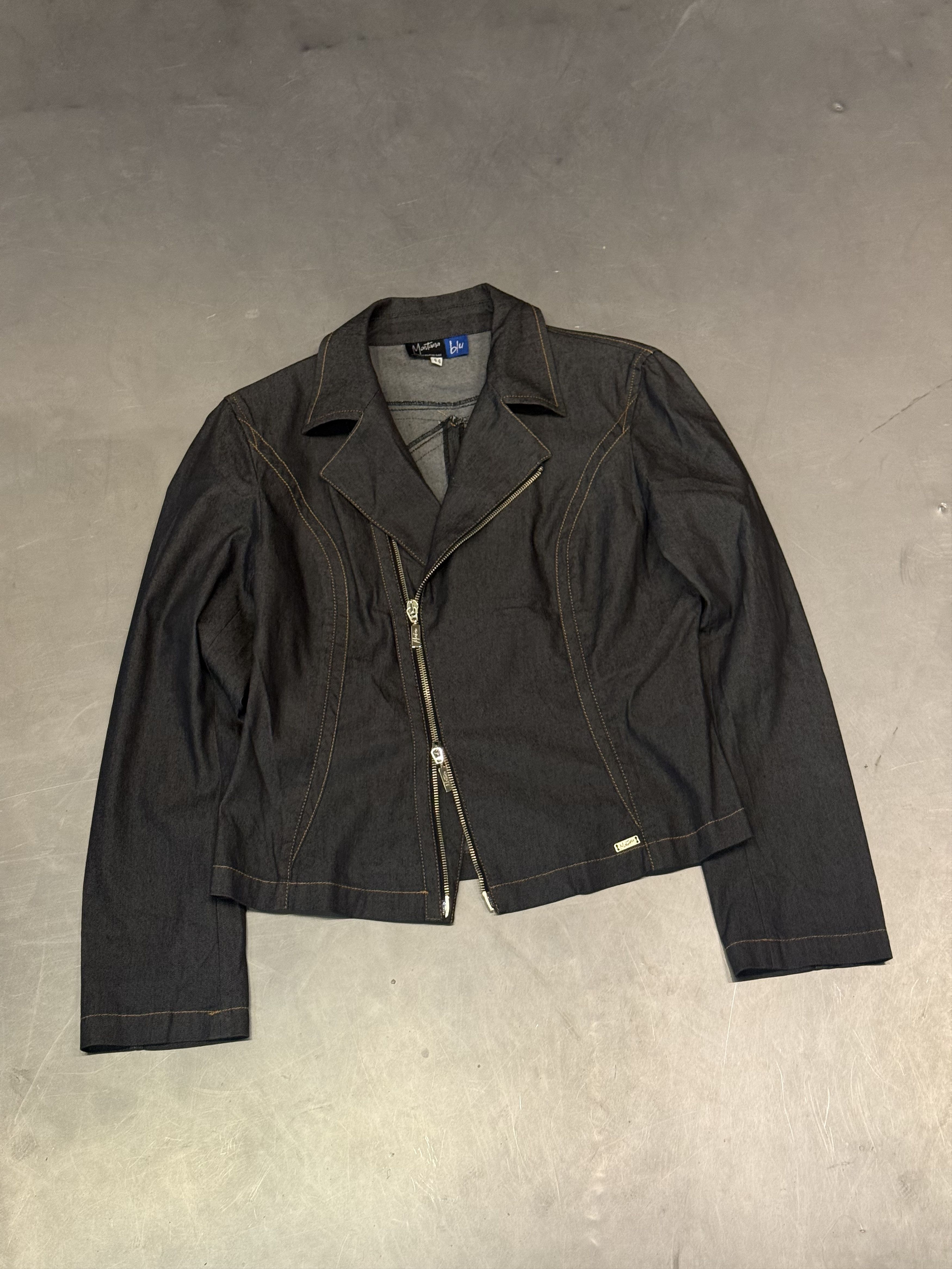 Claude Montana Vintage Claude Montana Blu double zip denim moto jacket Size M / US 6-8 / IT 42-44 - 1 Thumbnail