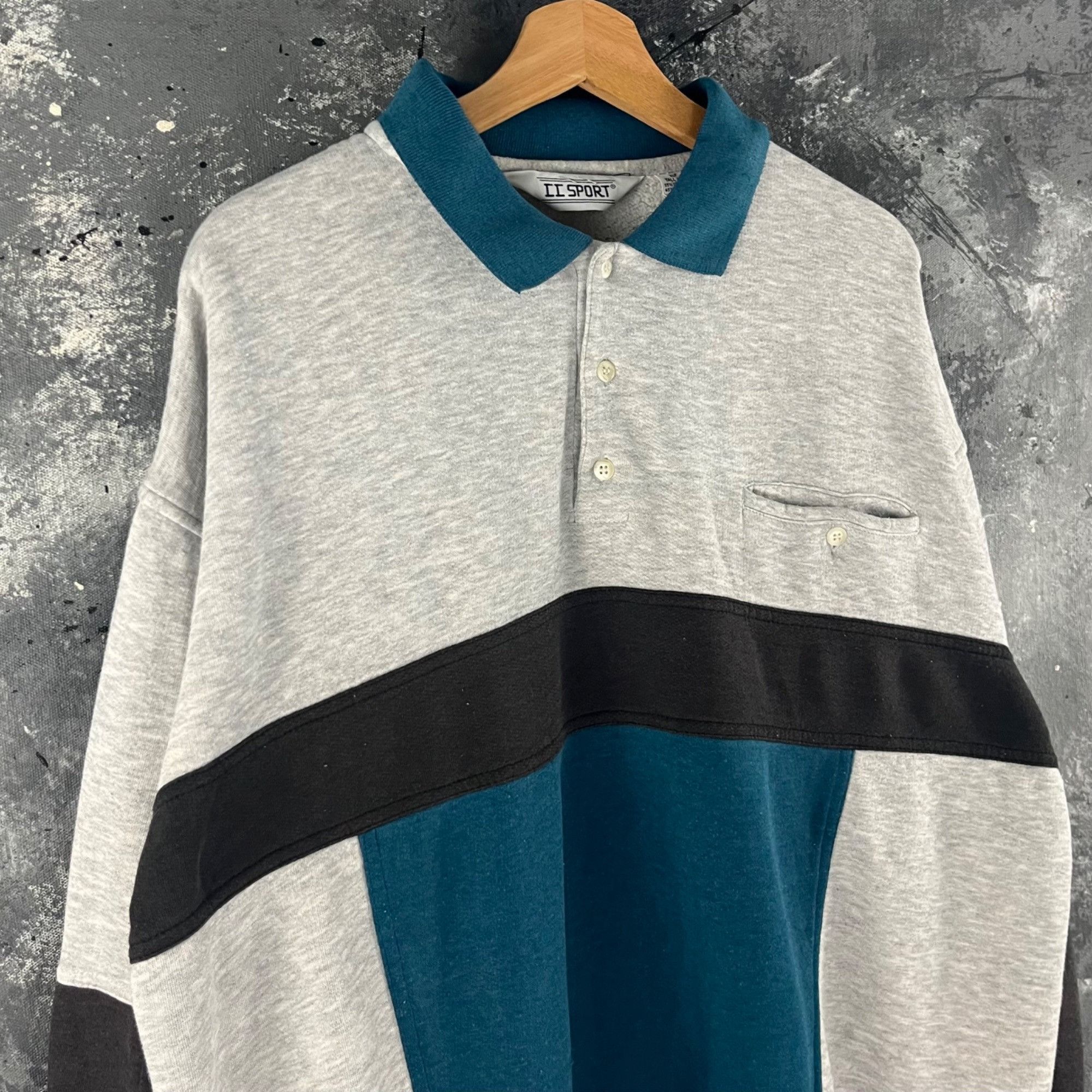 Vintage Vintage 90’s Geometric Rugby sweatshirt Size US XL / EU 56 / 4 - 2 Thumbnail