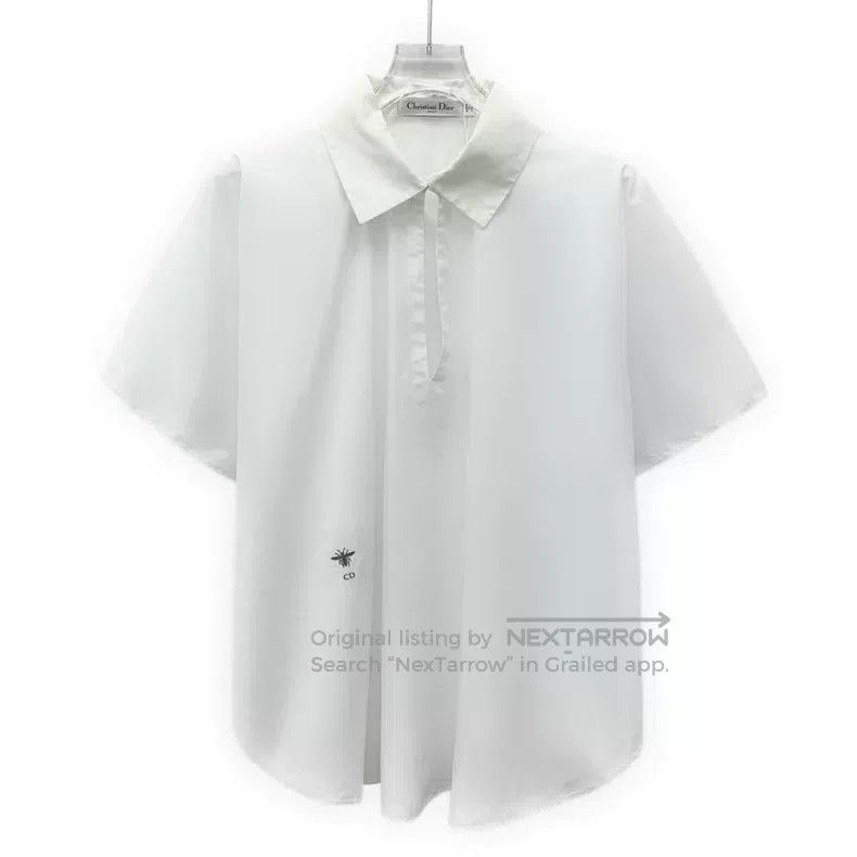Dior Dior White bee embroidery cotton lapel short-sleeved shirt Size XS / US 0-2 / IT 36-38 - 1 Thumbnail
