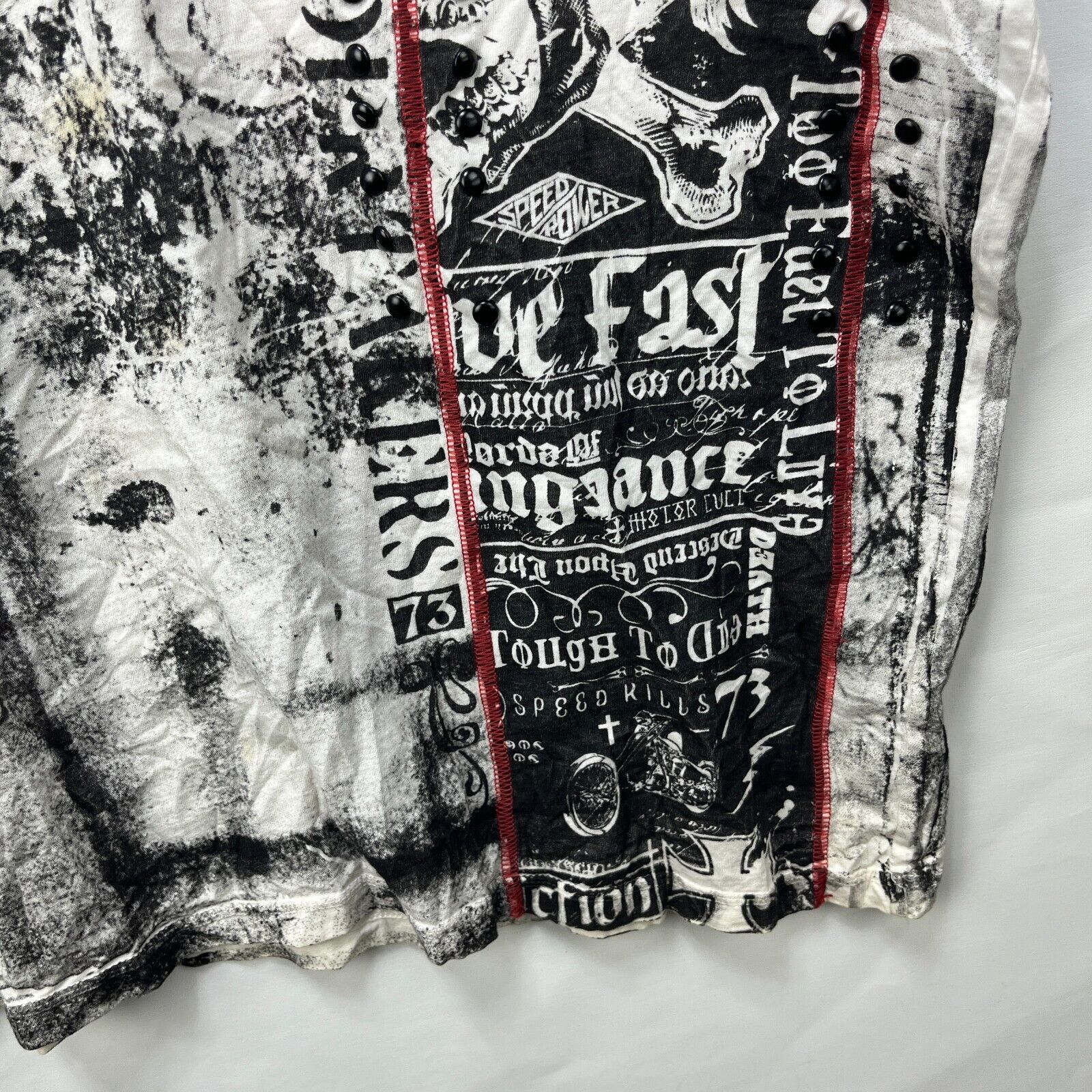 Affliction × Vintage Vintage Y2K Affliction Skull All Over Print T-Shirt 2XL Size US XXL / EU 58 / 5 - 9 Thumbnail