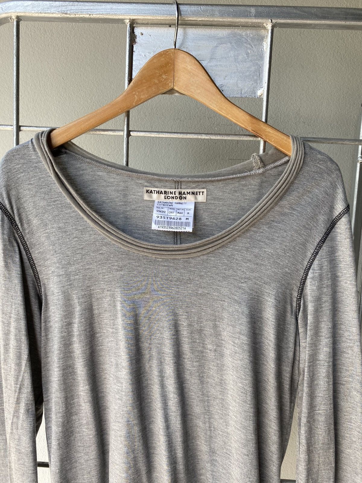 Katharine Hamnett London KATHARINE HAMNETT LONDON Gray Sheer Long-Sleeve Tee Size M / US 6-8 / IT 42-44 - 3 Thumbnail