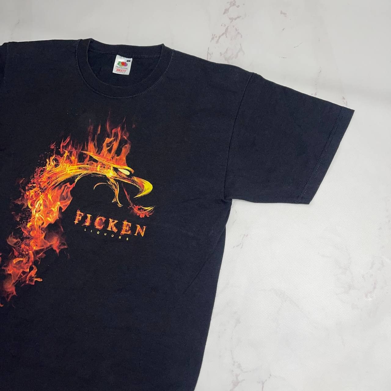 Vintage Vintage t shirt ficken liquors SZ L dragon fire Pheonix Size US L / EU 52-54 / 3 - 5 Thumbnail