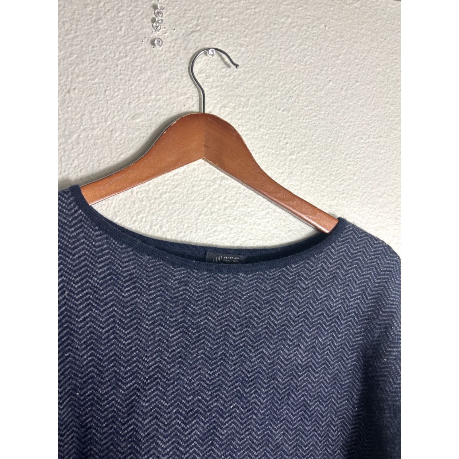 J. Jill J. Jill Wearever Pullover Sweater S Petite Gray Herringbone Wool Blend Womens Size S / US 4 / IT 40 - 3 Thumbnail