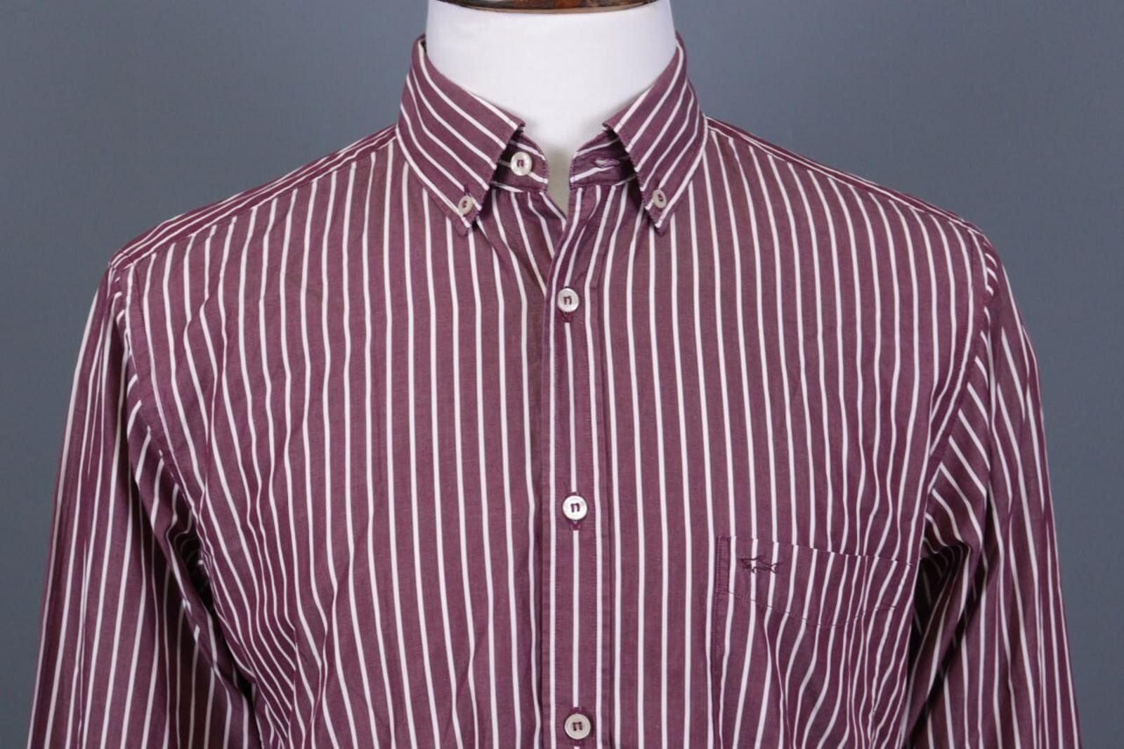 Paul & Shark Paul & Shark Yachting Burgundy Striped Shirt Size 41 Size US M / EU 48-50 / 2 - 2 Thumbnail