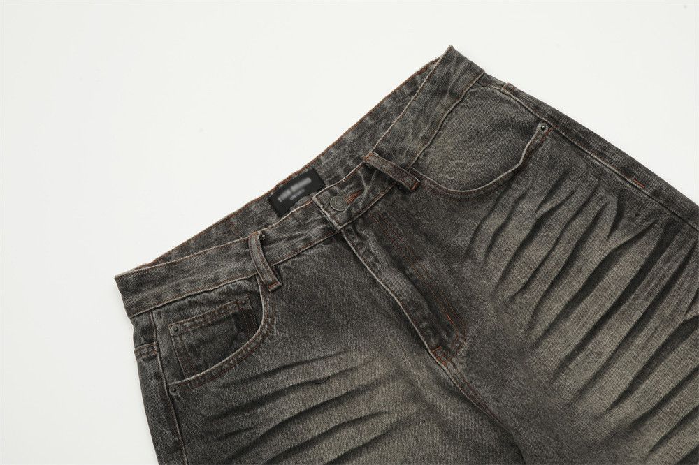 Japanese Brand × Jean Men's high street retro trend washed distressed loose jeans Size US 32 / EU 48 - 4 Thumbnail