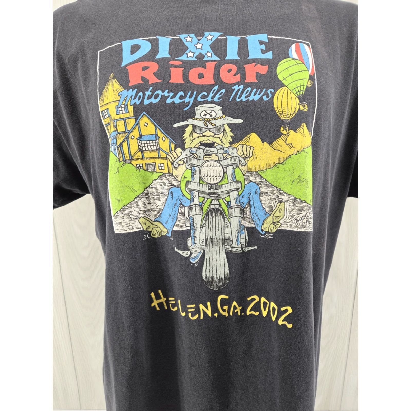 Vintage VINTAGE Heavy Distressed Dixie Rider Motorcycle Helen GA 2002 Men's XL Shirt Size US XL / EU 56 / 4 - 3 Thumbnail