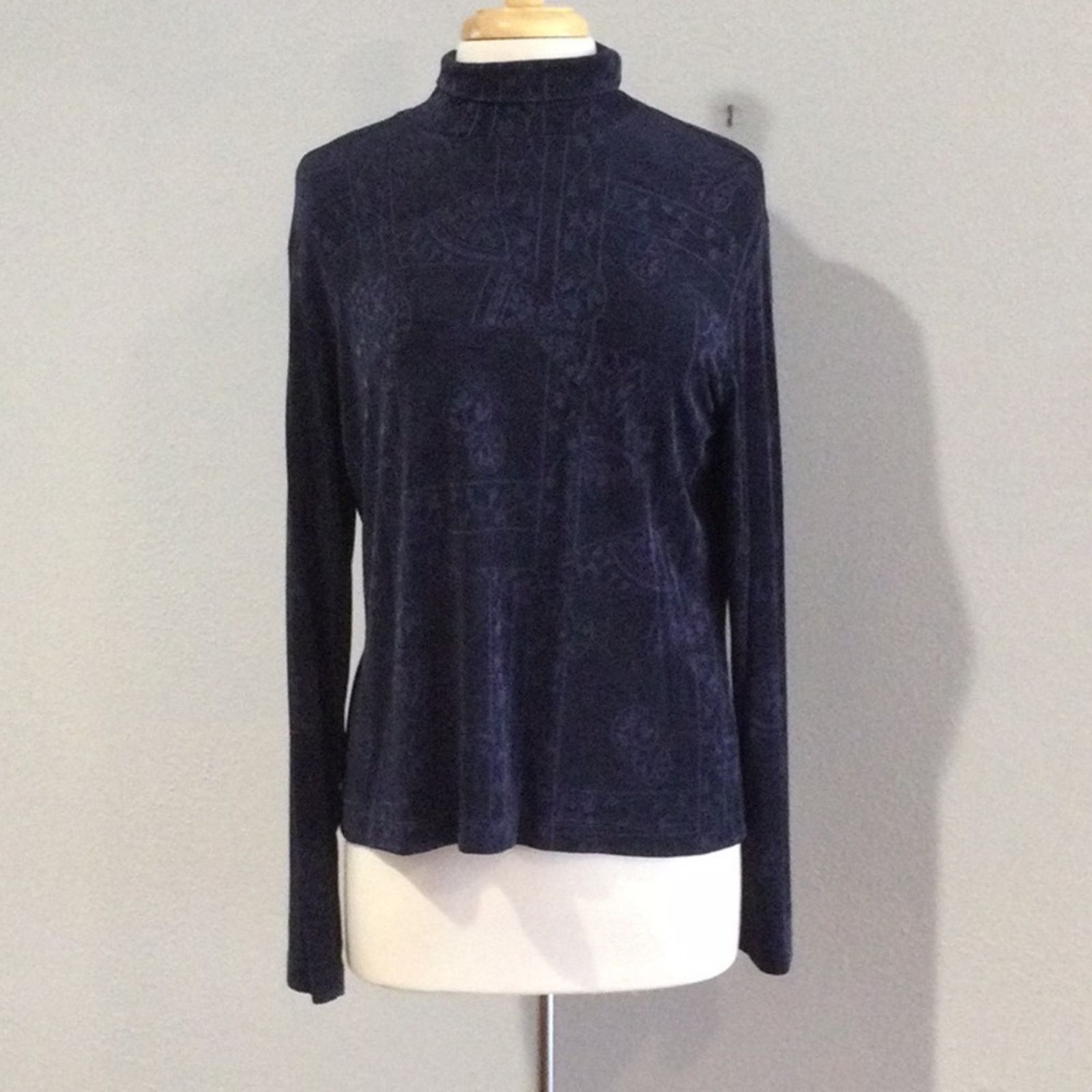 Chicos Chico's Travelers Navy Floral Long Sleeve Pullover 3/XL/16 Size XL / US 12-14 / IT 48-50 - 1 Thumbnail