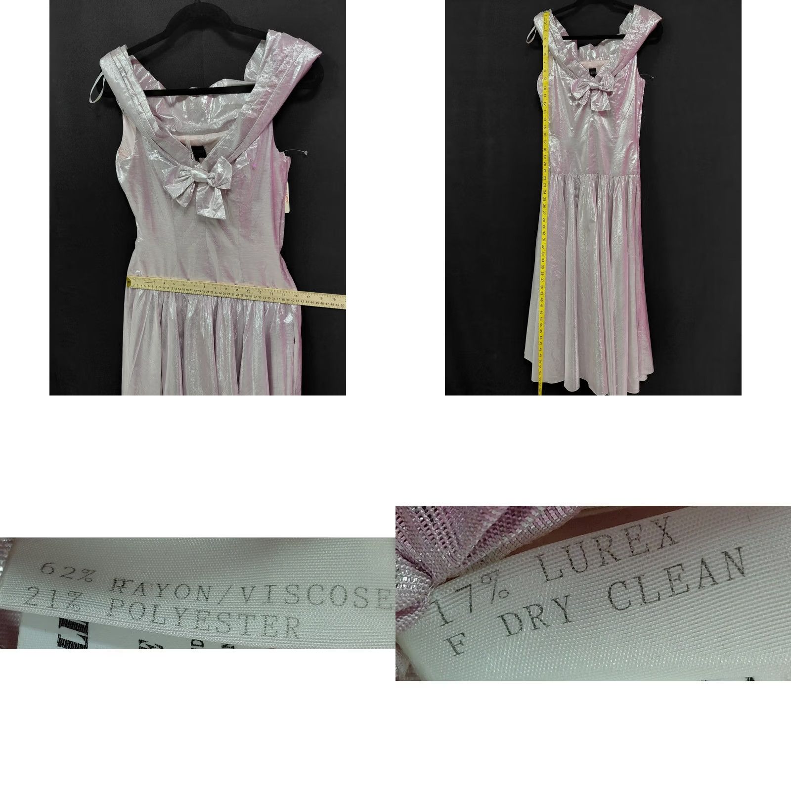 Vintage NWT TERENCE NOLDER Metallic Bow Dress Silver Solid Women Size 8 Tank Dress Sleeveless Midi Formal Party Wedding Bow Accent Size M / US 6-8 / IT 42-44 - 8 Thumbnail
