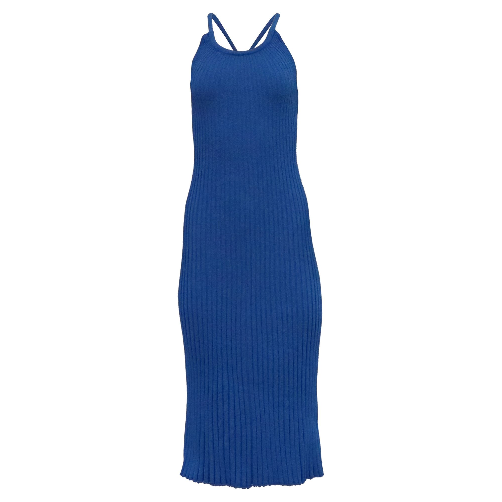 Proenza Schouler Proenza Schouler Vida Ribbed-Knit Midi Dress in Blue Viscos Size XXS / US 00 / IT 34 - 1 Thumbnail