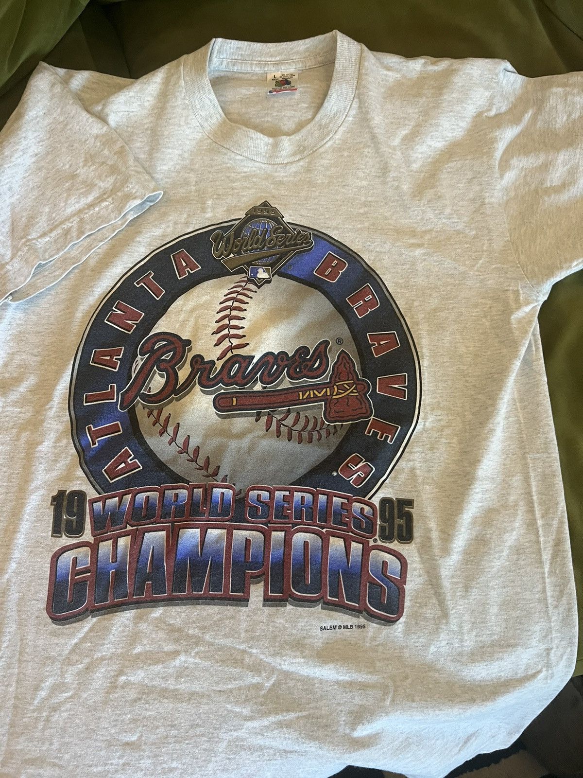 Vintage Atlanta Braves 1995 World Series Champs Salem T-Shirt Sz. L