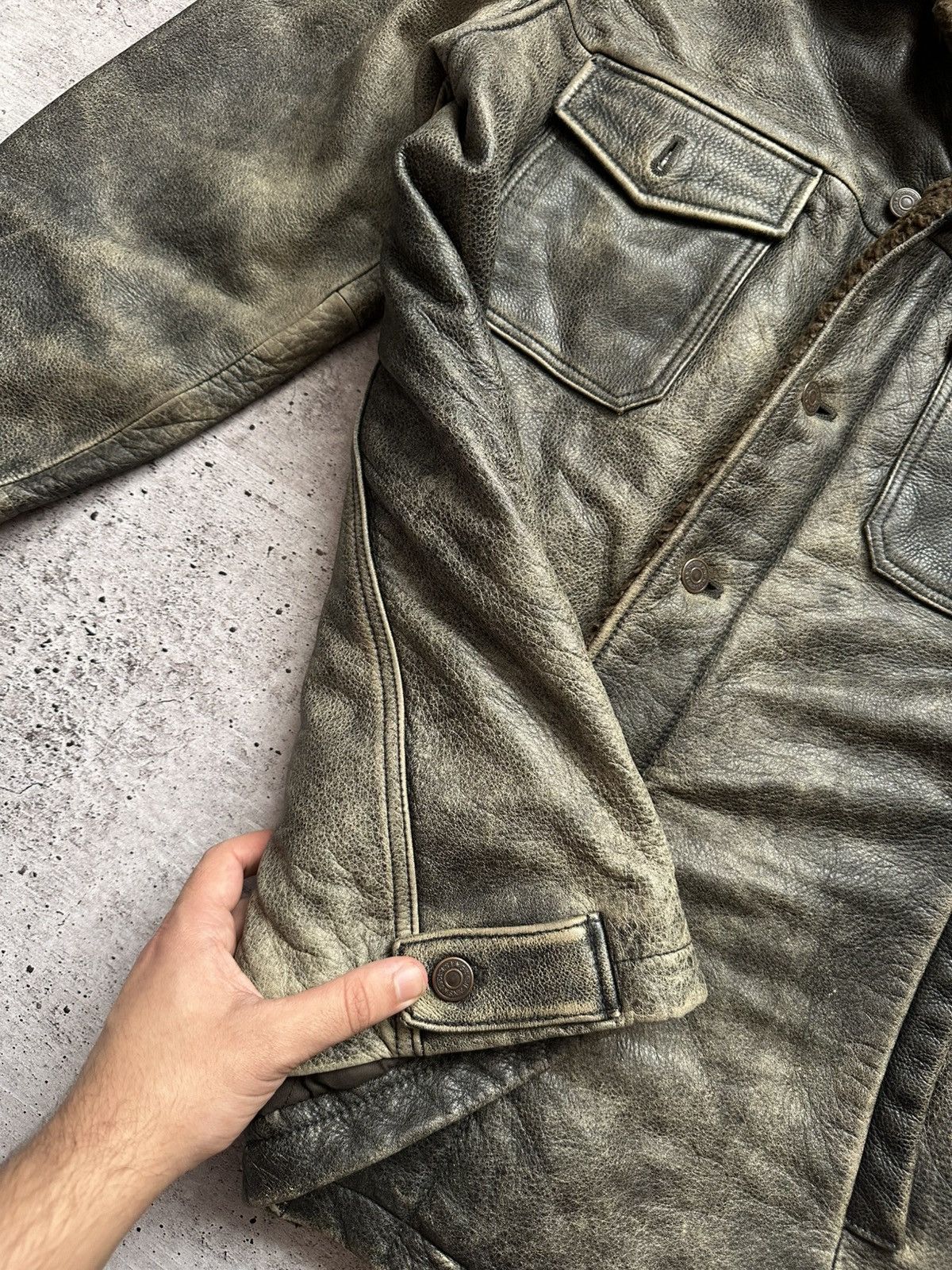 Gap Vintage Gap Distressed Sherpa Leather Coat Size US M / EU 48-50 / 2 - 8 Thumbnail