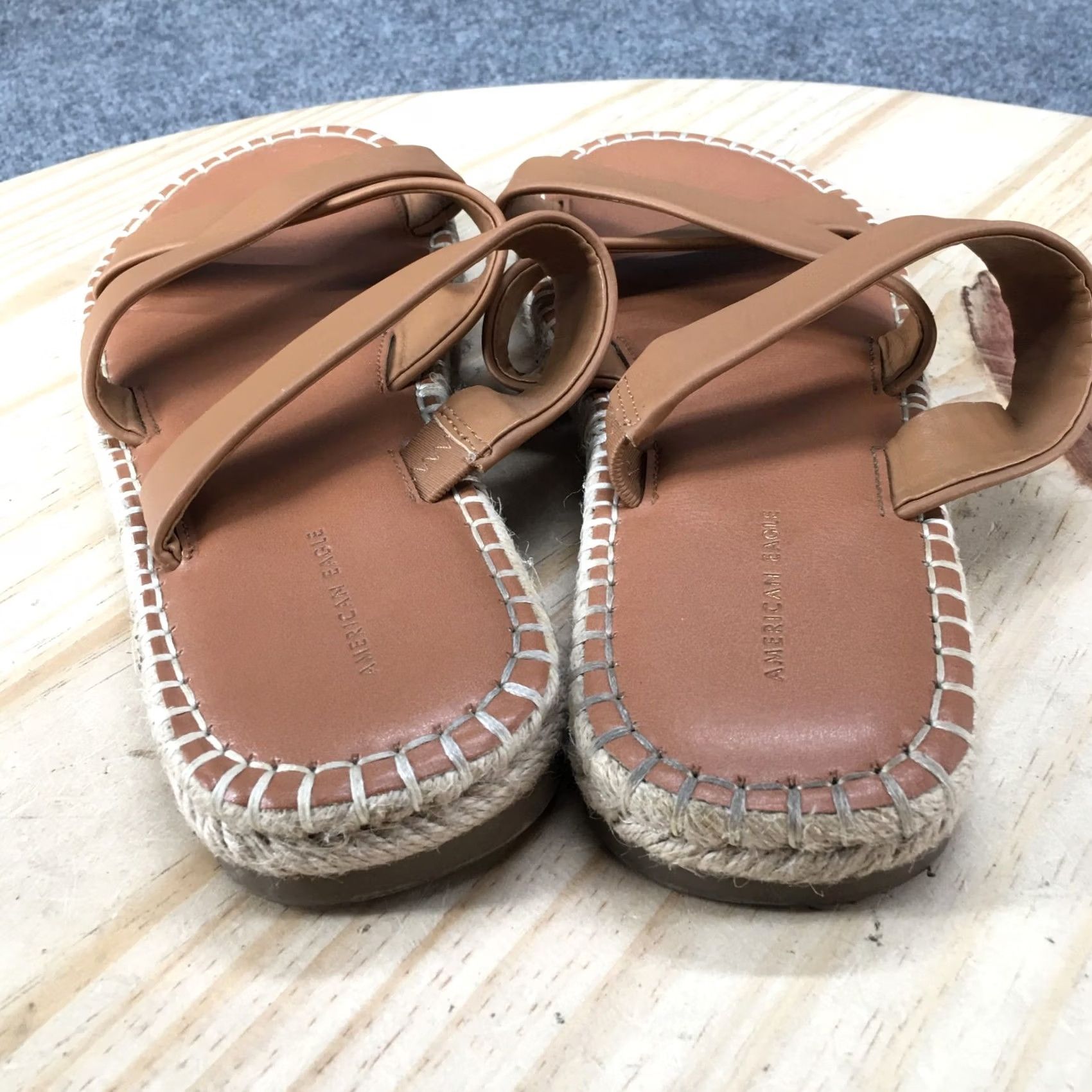 Vintage American Eagle Sandals Outfitters 9 Slide Straps Faux Leather Brown Size US 9 / IT 39 - 7 Thumbnail