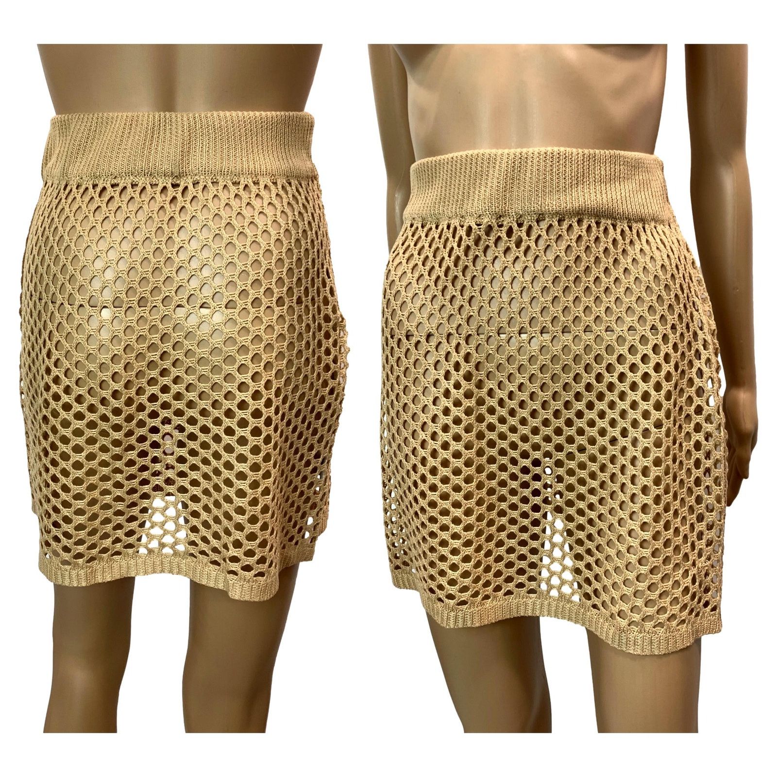 Other NWOT Cupshe Crochet / Open Knit Skirt | Tan Camel Beige | S Size 27" / US 4 / IT 40 - 3 Thumbnail