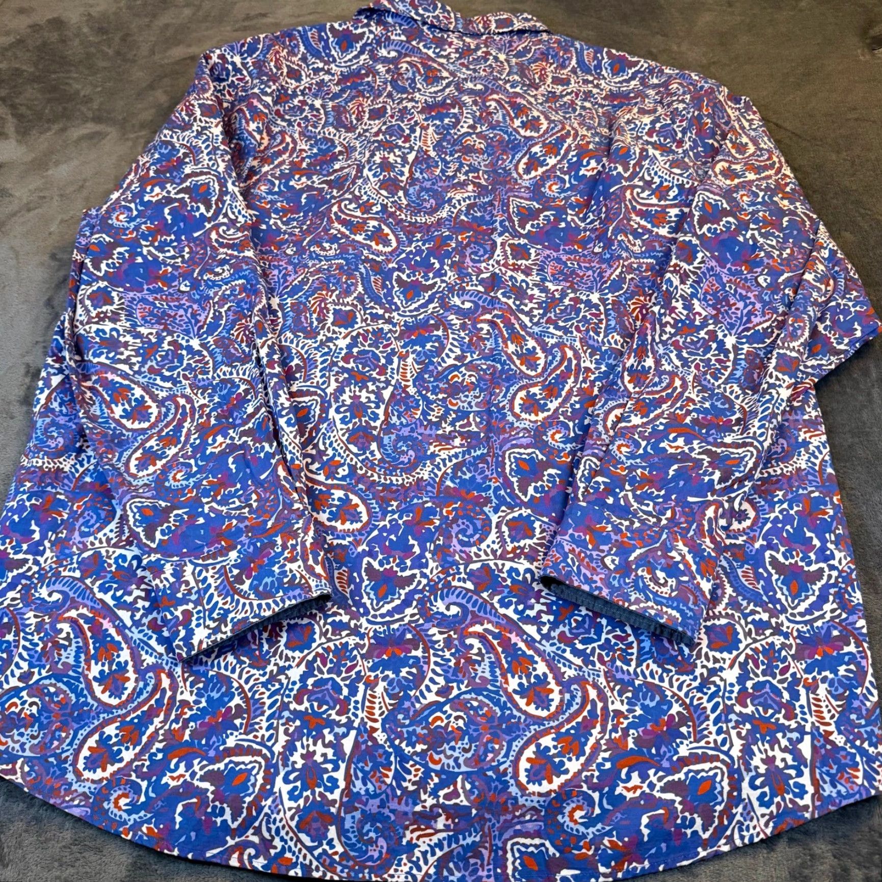 Cremieux Cremieux Mens 3XT Paisley Stretch Button-Up Shirt Blue Purple NWT Big & Tall Casual Workwear Size US XXL / EU 58 / 5 - 5 Thumbnail