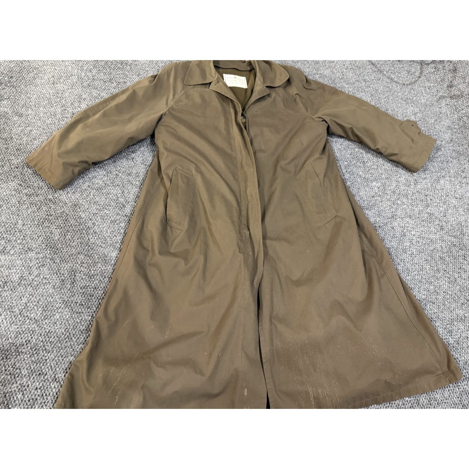 London Fog VINTAGE Towne from London Fog Coat Womens 14W Brown Trench Long Lined Button Front Size XL / US 12-14 / IT 48-50 - 3 Thumbnail