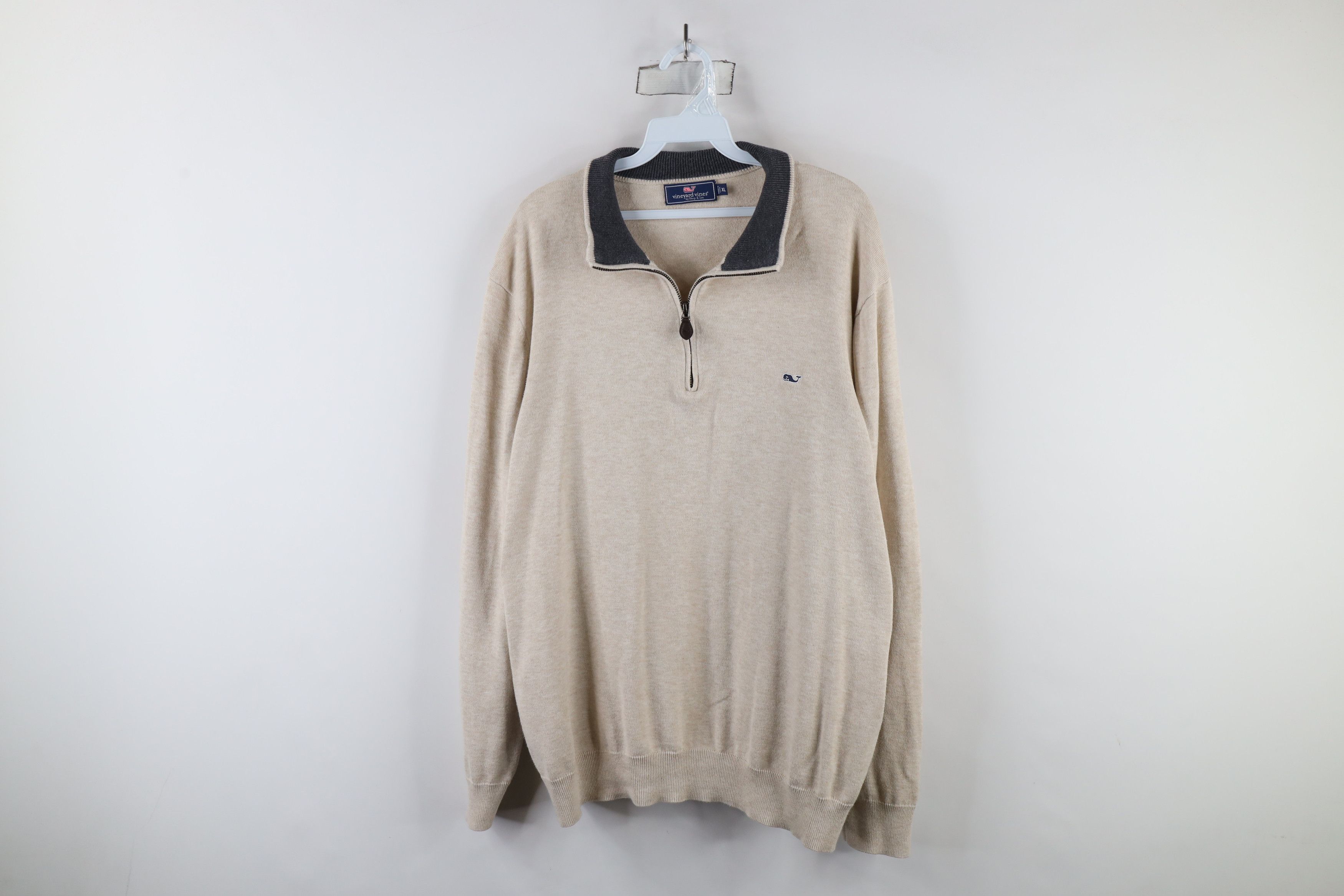 Vineyard Vines × Vintage Vineyard Vines Cotton Knit Half Zip Pullover Sweater Beige Size US XL / EU 56 / 4 - 1 Thumbnail