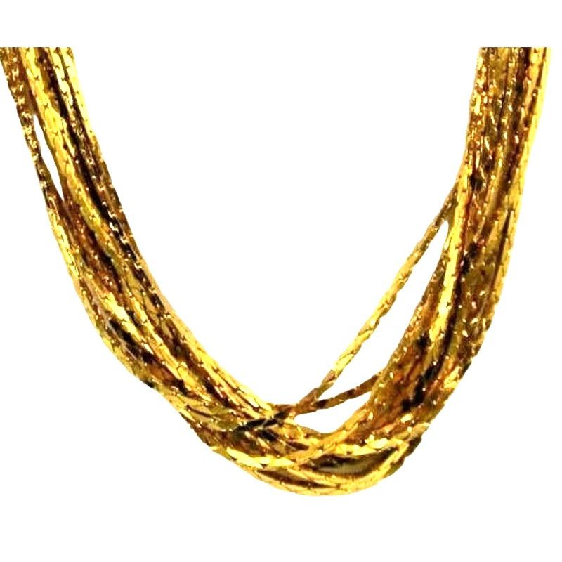 Other Yellow Goldtone Multi 10 Chain Statement Necklace 3/4" Wide Size ONE SIZE - 1 Thumbnail