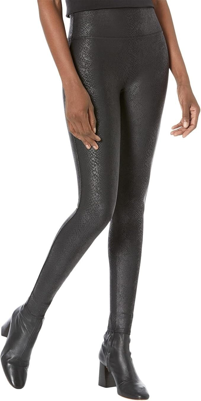 Spanx SPANX 20458R Faux Leather Foiled Snake Leggings Black ( XS ) Size 24" / US 00 / IT 34 - 1 Thumbnail