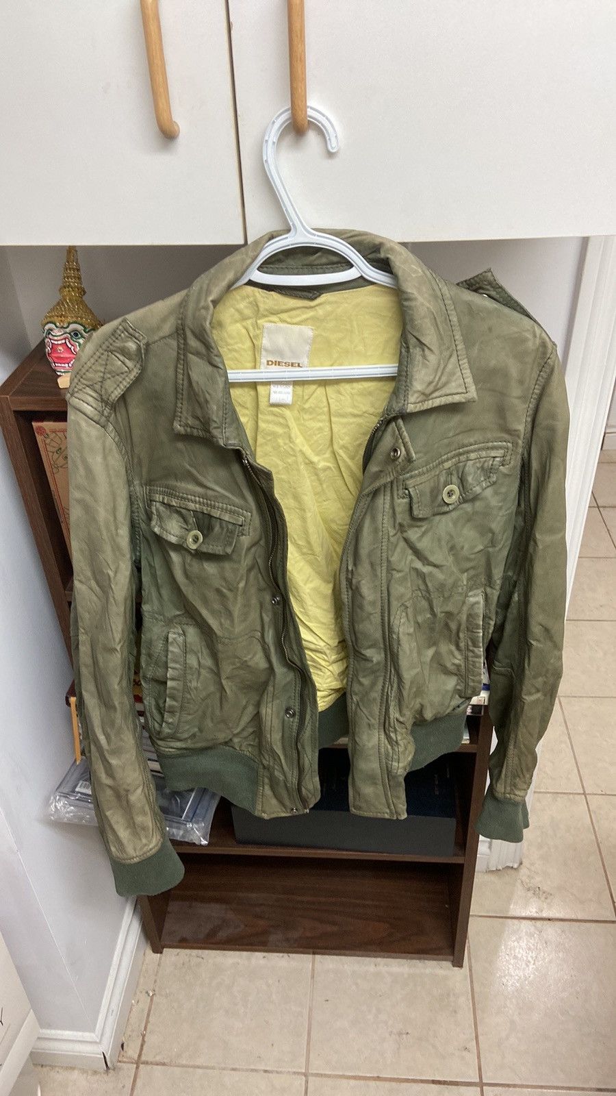 Diesel × Vintage Vintage Diesel Men's Lamb Leather Green Jacket Size US L / EU 52-54 / 3 - 6 Thumbnail