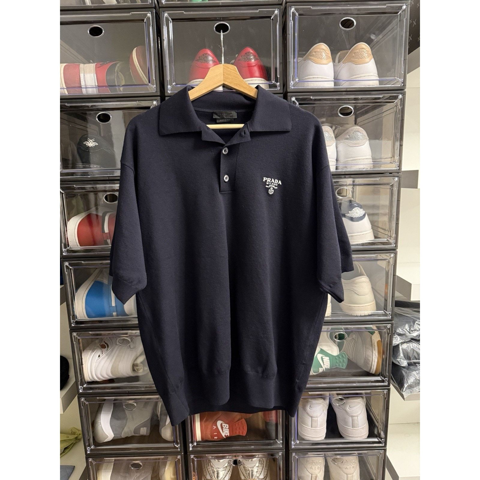 Prada Prada Logo-Embroidered Wool Polo Shirt Size 48 Size US XXL / EU 58 / 5 - 2 Thumbnail