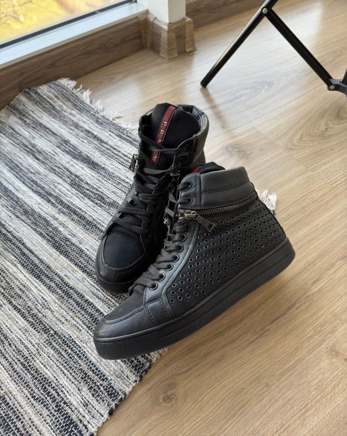 Prada × Vintage Vintage Prada Studded leather Hi top shoes (size 38) Size US 8 / IT 38 - 5 Thumbnail