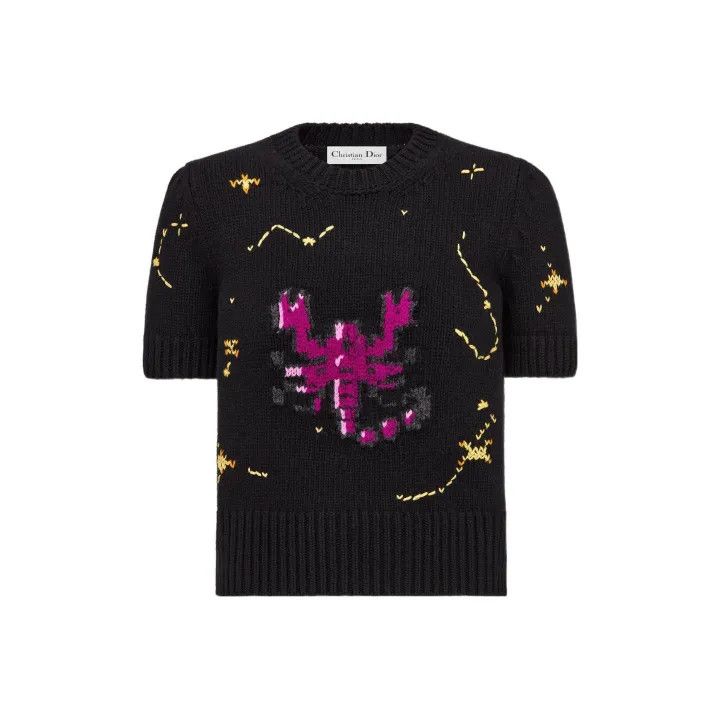 Dior Dior Scorpio Pattern Short Sleeve Cashmere Top 0079 Size XS / US 0-2 / IT 36-38 - 1 Thumbnail
