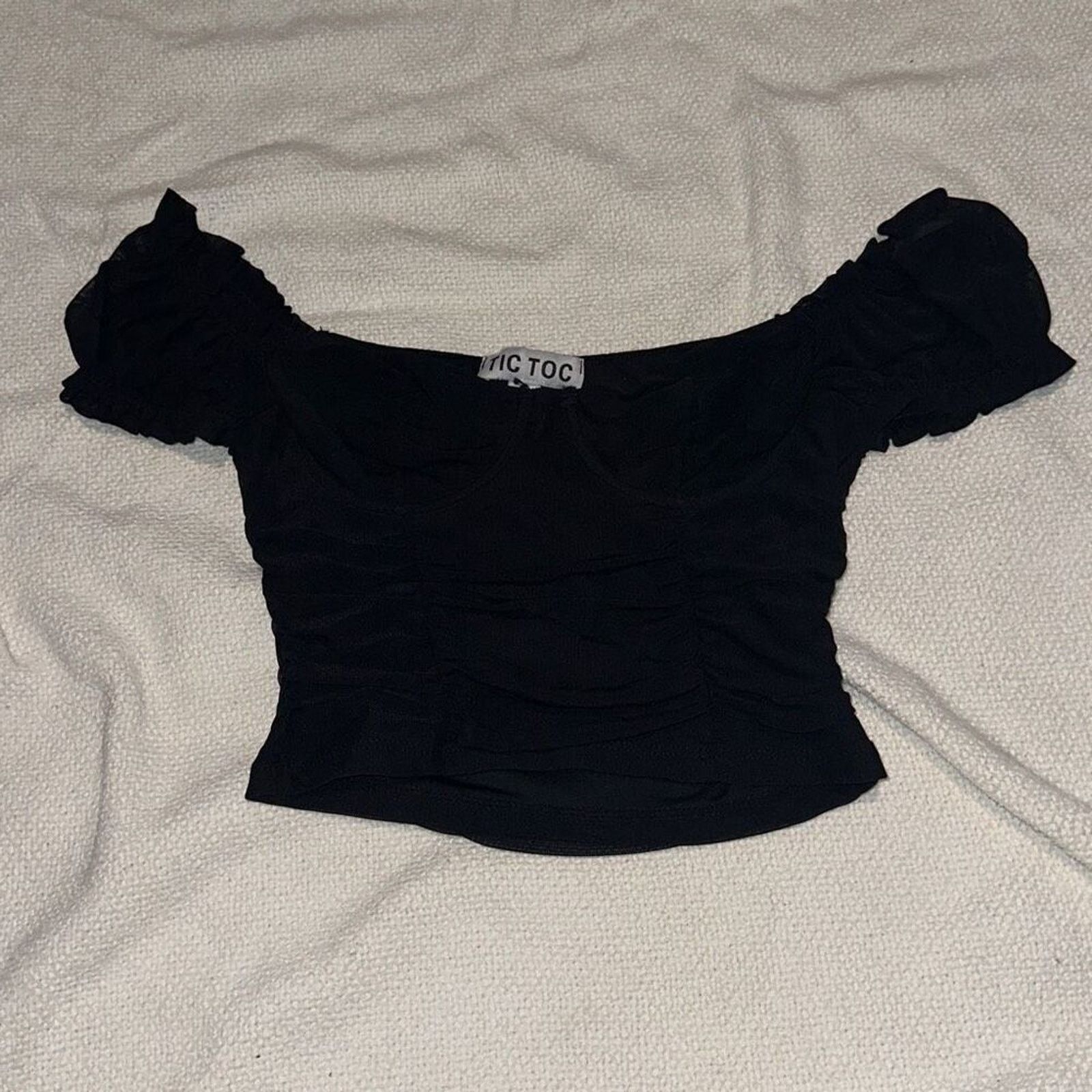 Other Tic Toc Black Mesh Corset Cropped Top | Sz S Size S / US 4 / IT 40 - 2 Thumbnail