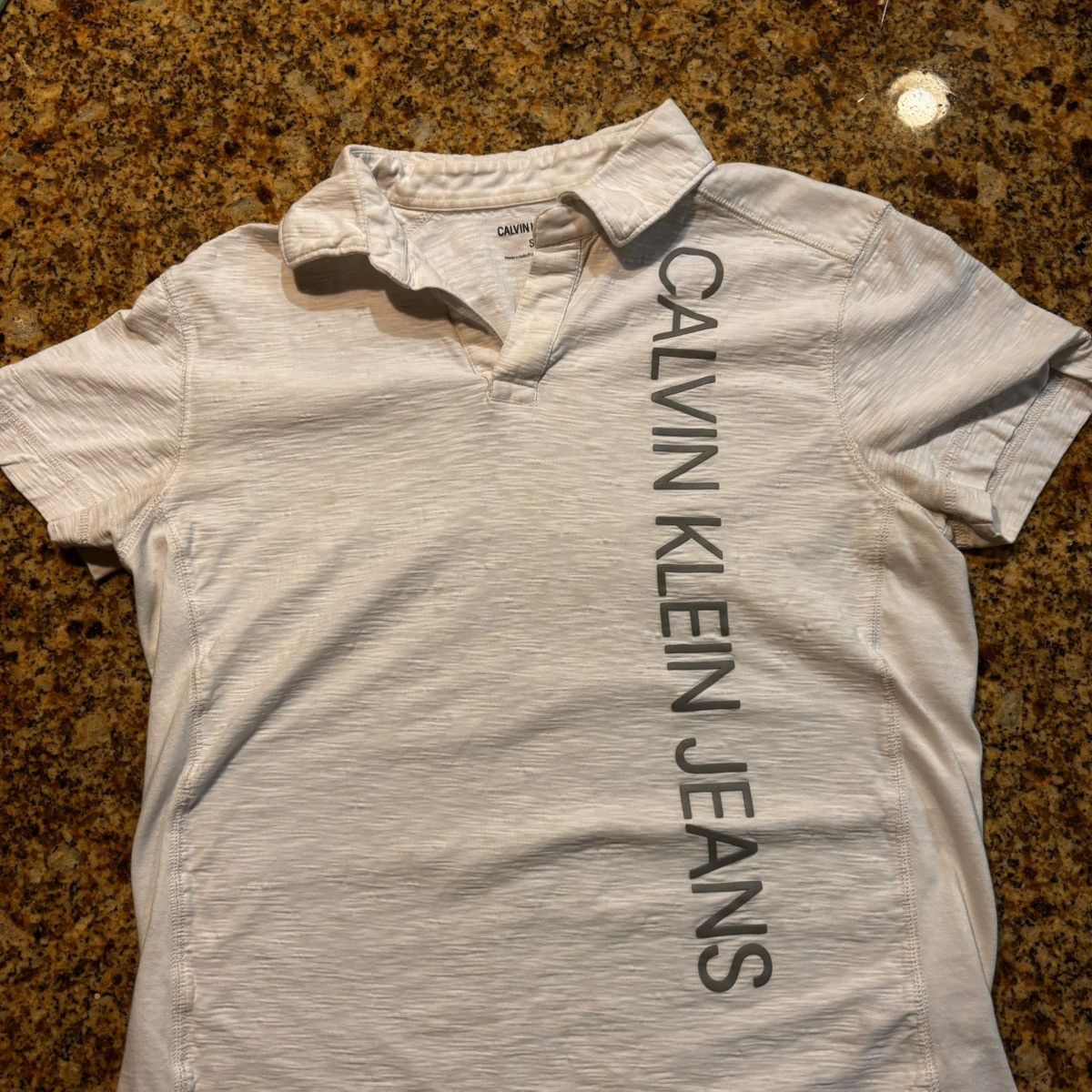 Calvin Klein Calvin Klein Jeans White Polo Tee – Small – Vertical Logo Size US S / EU 44-46 / 1 - 1 Thumbnail