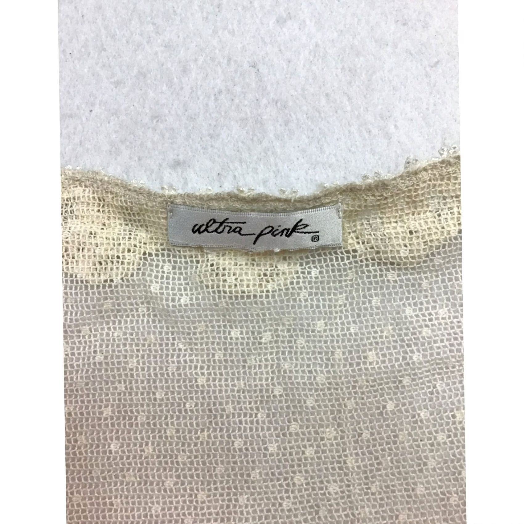 Vintage VINTAGE Ultra Pink Womens Cardigan Lace Ivory S/M Womens, Cardigan, Lace, Ivory, Size S/M, Pre-Owned Like New, 1960 Size S / US 4 / IT 40 - 4 Thumbnail
