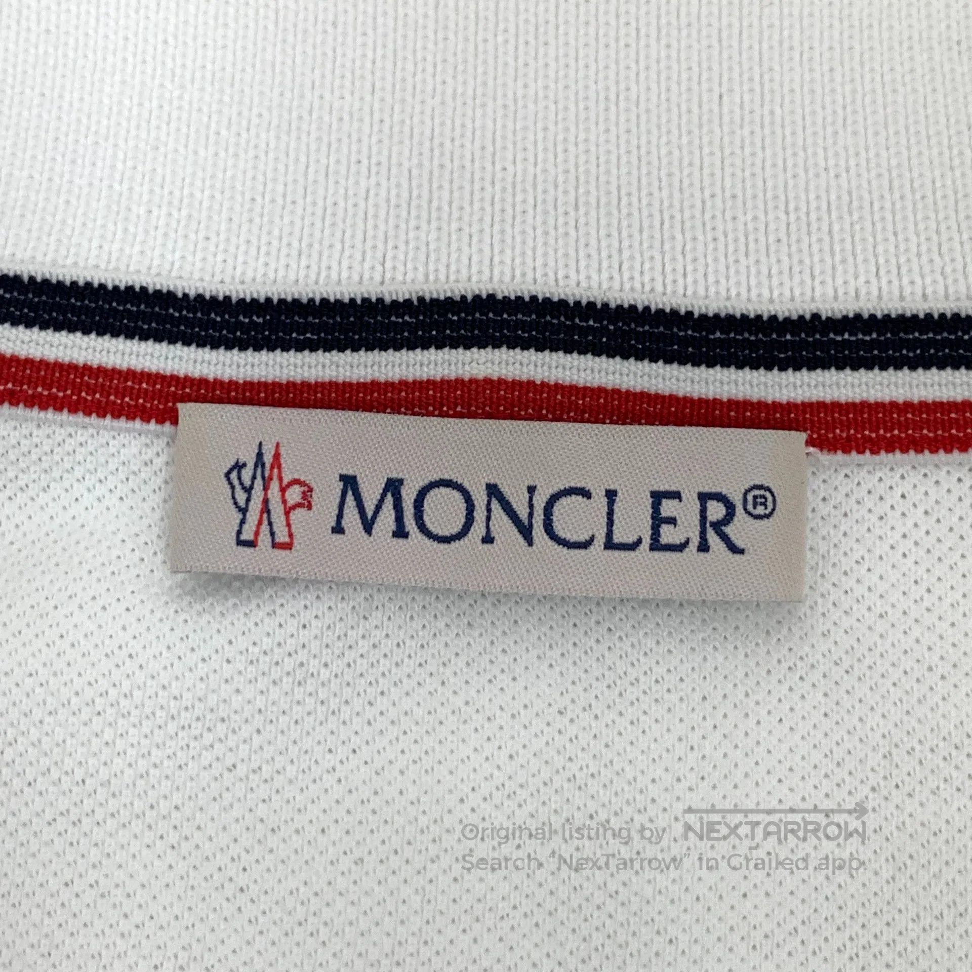 Moncler Moncler White striped logo patch cotton collar single-brea Size US M / EU 48-50 / 2 - 6 Thumbnail