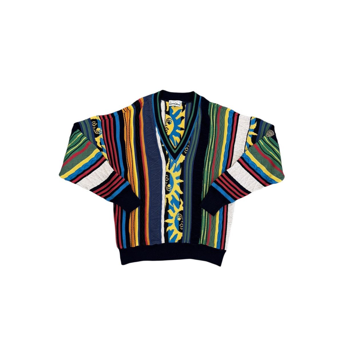 Vintage Carlo Colucci Multicolor Knitted V-Neck Sweater