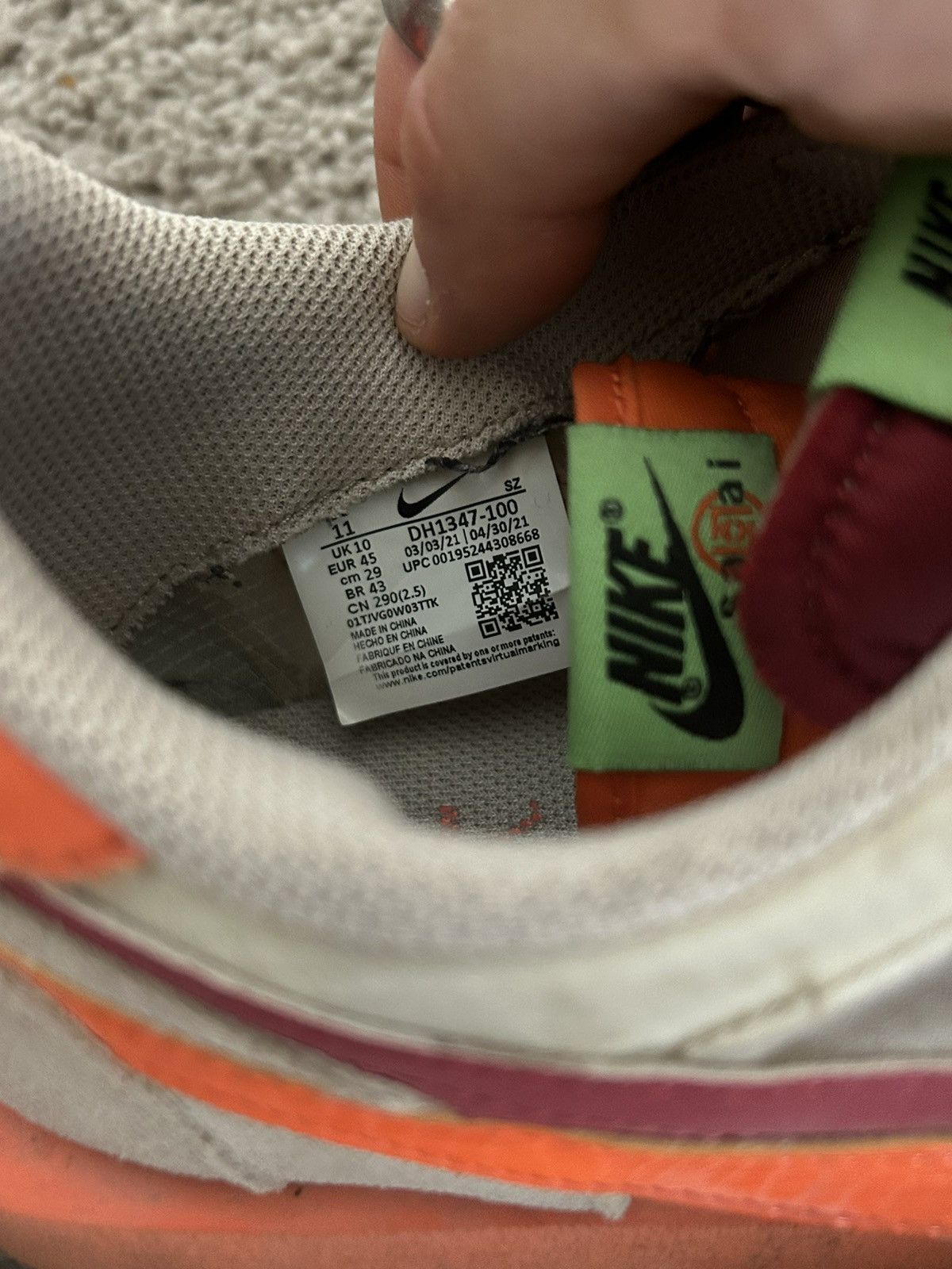 Nike × Sacai Nike LD Waffle sacai CLOT KISS of Death Net Orange Blaze Size US 11 / EU 44 - 7 Thumbnail