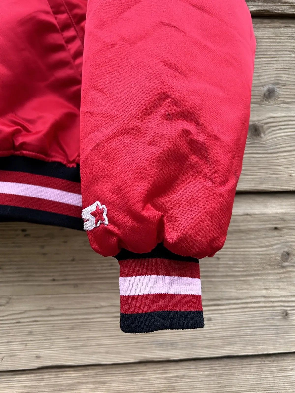 NBA 90s Vintage Starter NBA Chicago Bulls Satin Bomber Jacket Size US XL / EU 56 / 4 - 4 Thumbnail