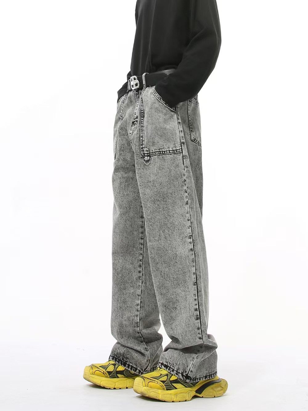 Japanese Brand × Vintage Washed Black Grey Relaxed Wide Leg Hip Hop Jeans Size US 30 / EU 46 - 4 Thumbnail