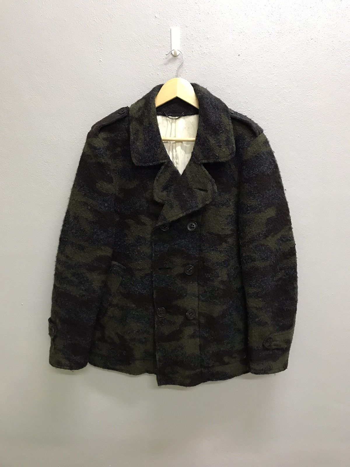 Japanese Brand × Vintage VINTAGE 291295 HOMME CAMO STYLE WOOL COAT JACKET Size US M / EU 48-50 / 2 - 3 Thumbnail