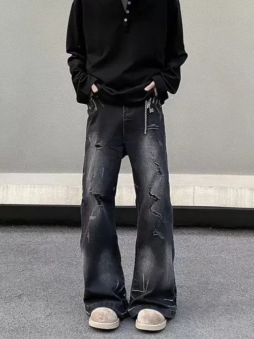 VIBE High street vintage ripped micro flare baggy jeans Size US 30 / EU 46 - 2 Thumbnail