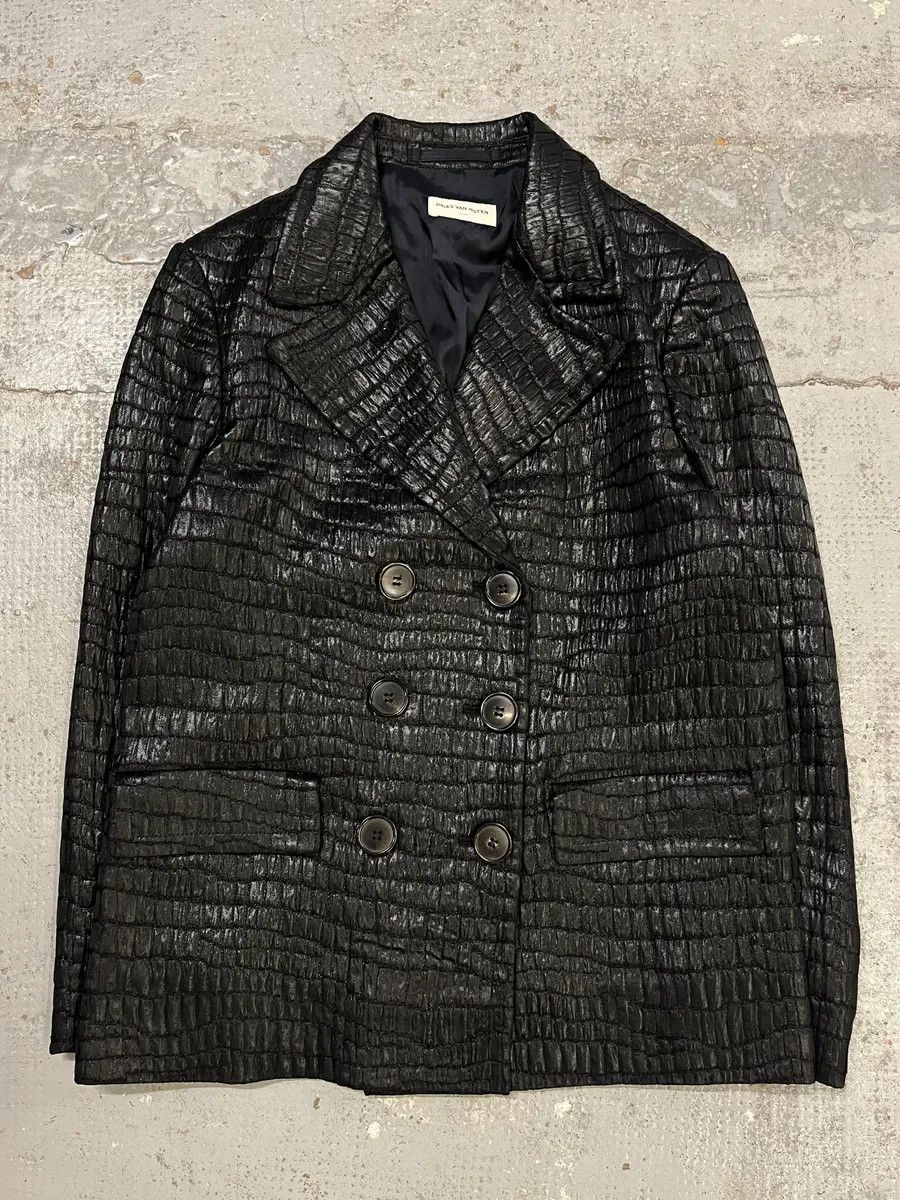 Dries Van Noten Dries van Noten Crocodile Effect Quilted Black Blazer Size XS / US 0-2 / IT 36-38 - 4 Thumbnail