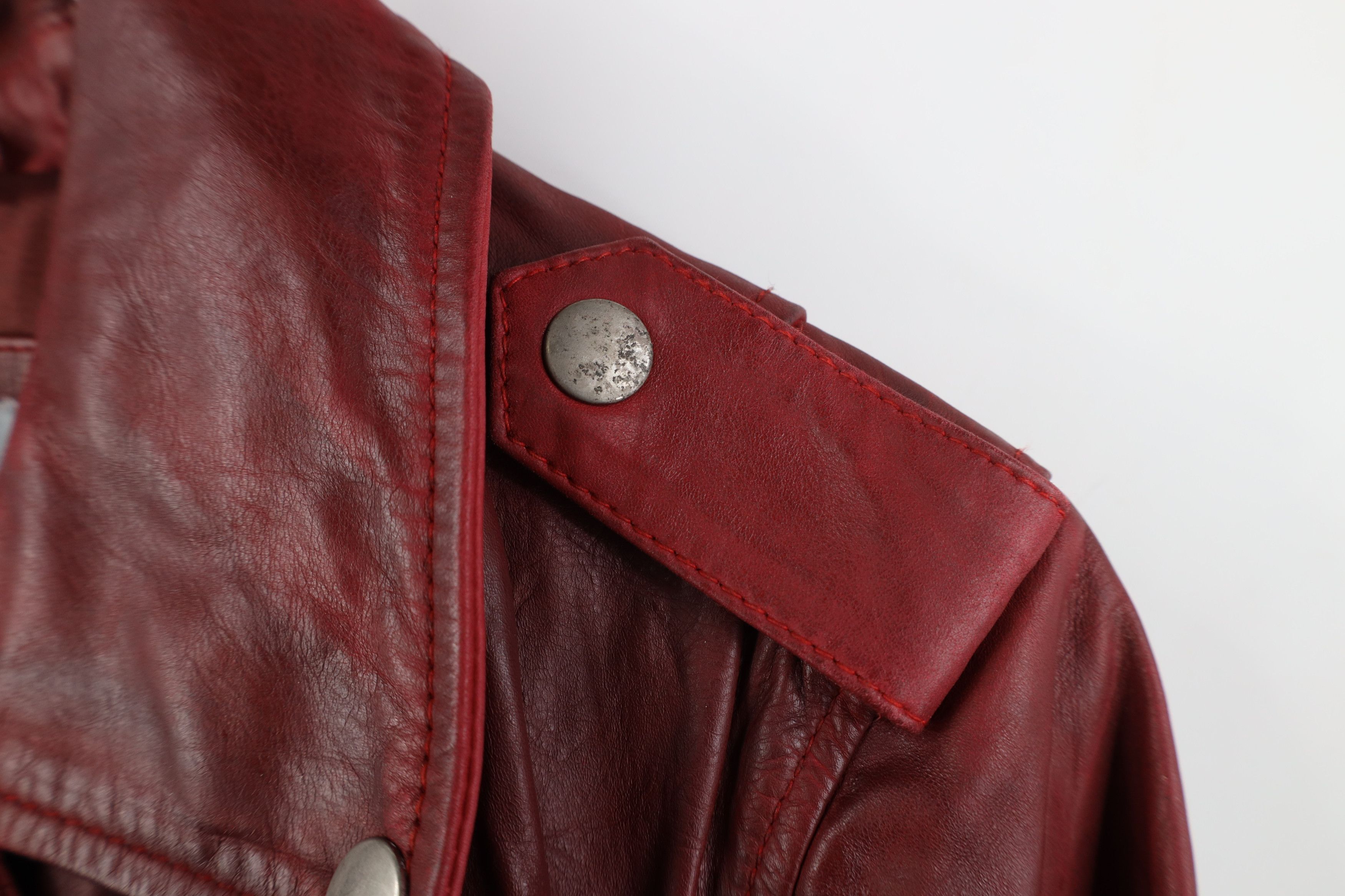 Vintage Vintage Streetwear Zip Leather Motorcycle Jacket Red Size L / US 10 / IT 46 - 12 Thumbnail