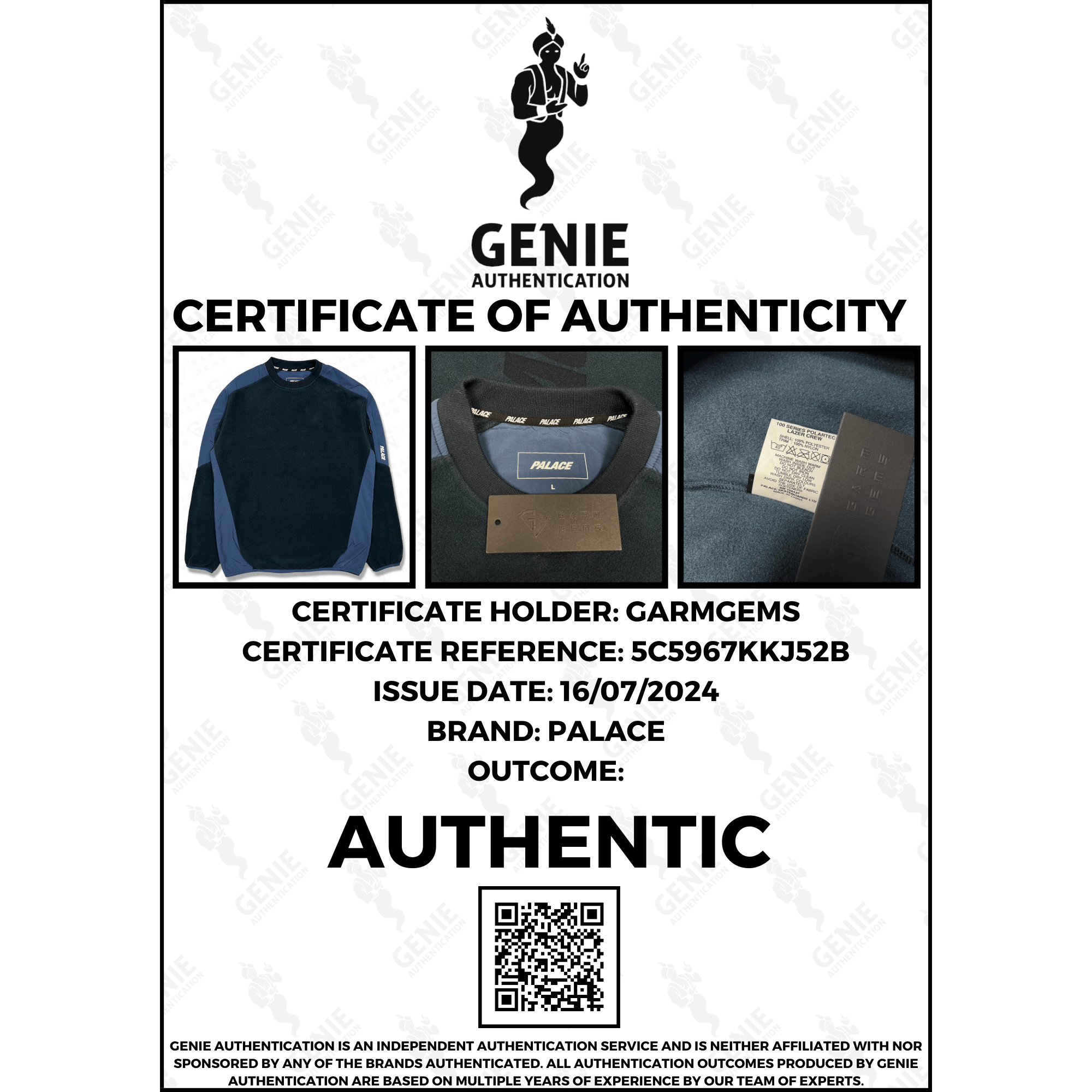 Palace Palace 100 Series Polartec Lazer Crew Sweatshirt Size US L / EU 52-54 / 3 - 7 Thumbnail