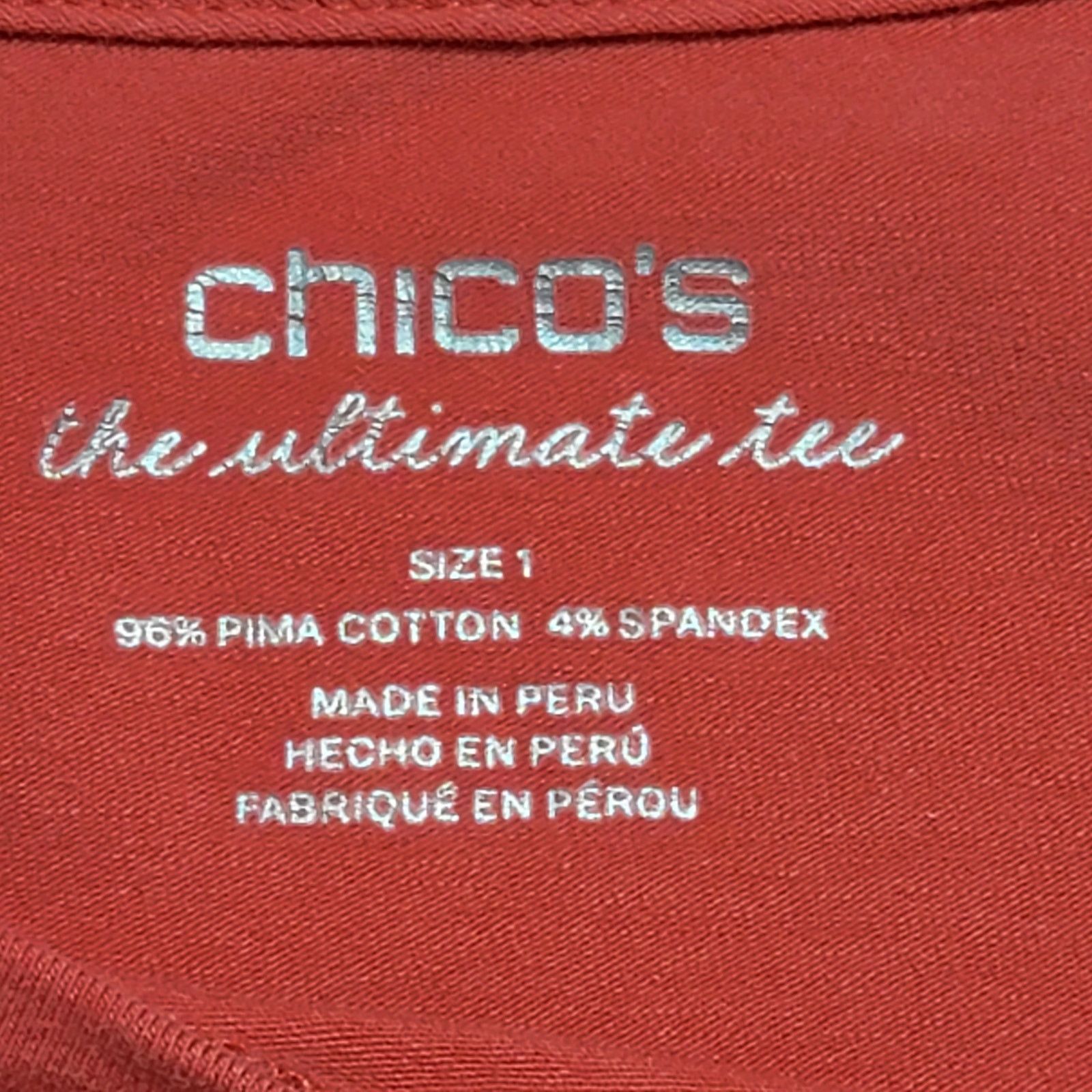 Chicos Chico's Orange Salmon Ultimate Tee Top 1 Medium Lightweight Size M / US 6-8 / IT 42-44 - 4 Thumbnail